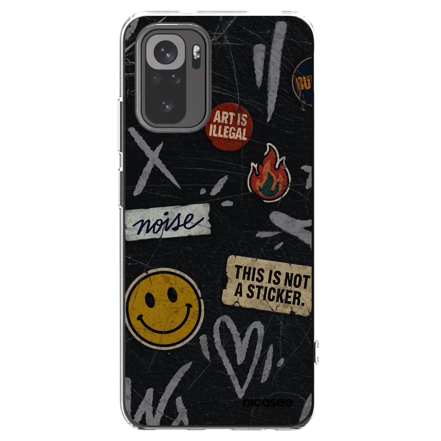Picasee silikonowe przeźroczyste etui na Xiaomi Redmi Note 10 - STICKERS x TAGS