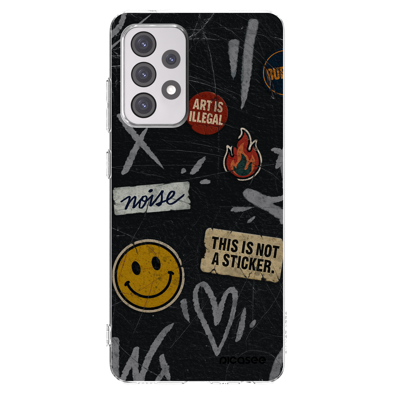 Picasee silikonowe przeźroczyste etui na Samsung Galaxy A52 5G A525F - STICKERS x TAGS
