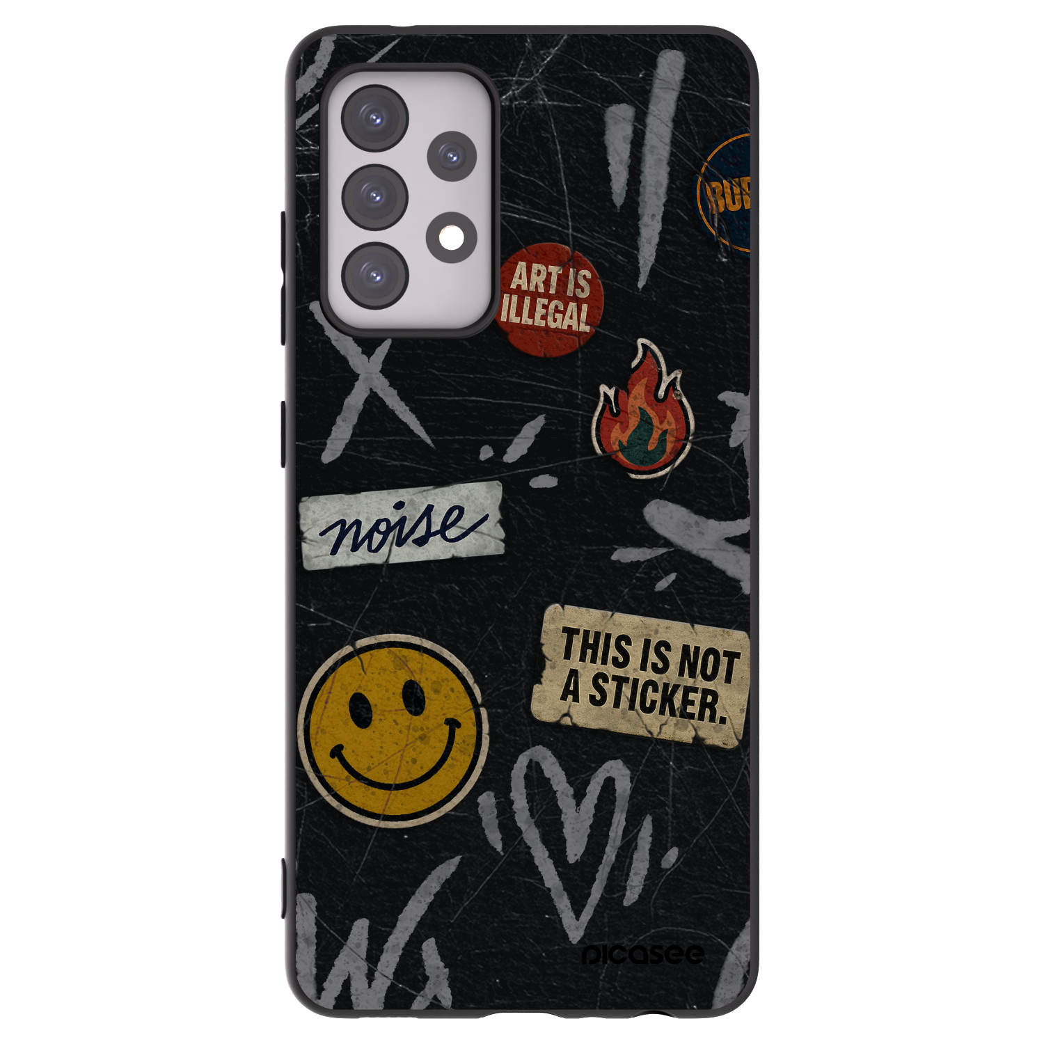 Picasee silikonowe czarne etui na Samsung Galaxy A52 5G A525F - STICKERS x TAGS