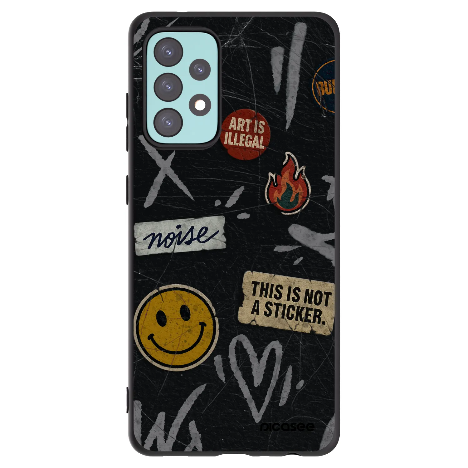 Picasee silikonowe czarne etui na Samsung Galaxy A72 A725F - STICKERS x TAGS