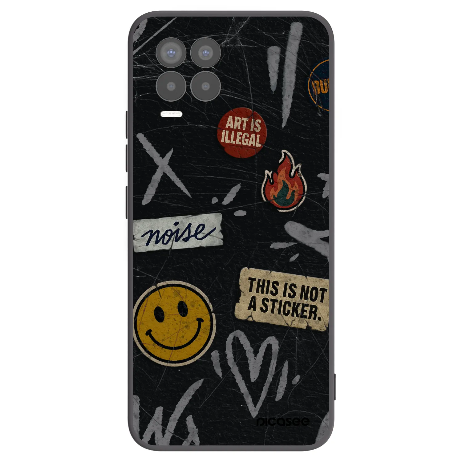 Picasee silikonowe czarne etui na Realme 8 4G - STICKERS x TAGS