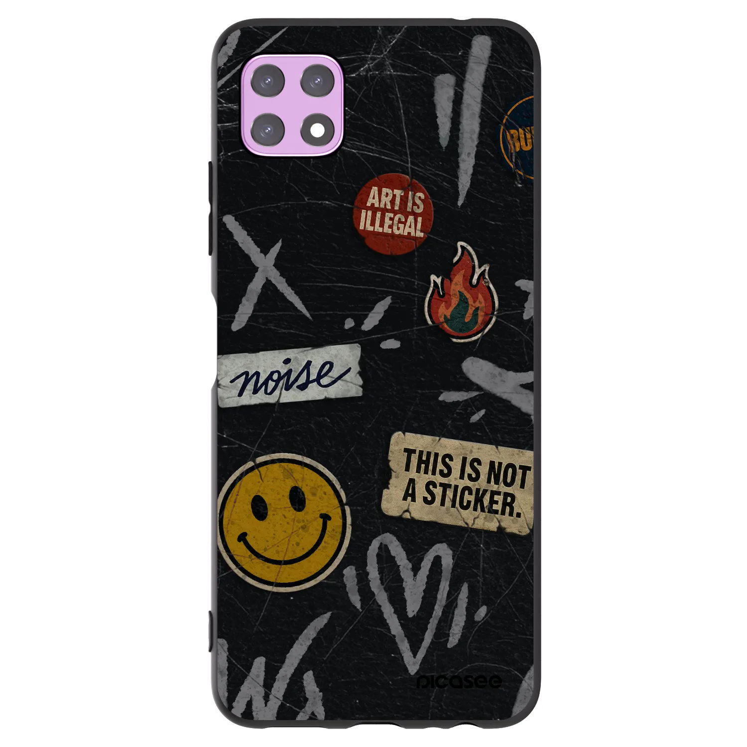 Picasee silikonowe czarne etui na Samsung Galaxy A22 A226B 5G - STICKERS x TAGS