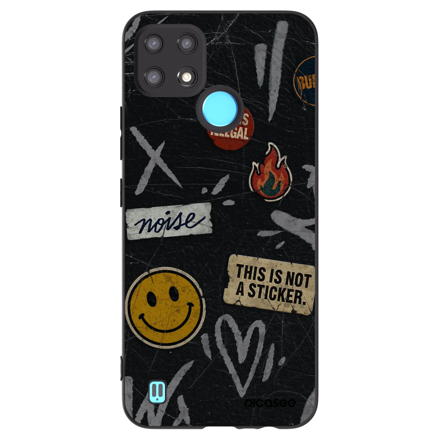 Picasee silikonowe czarne etui na Realme C21 - STICKERS x TAGS
