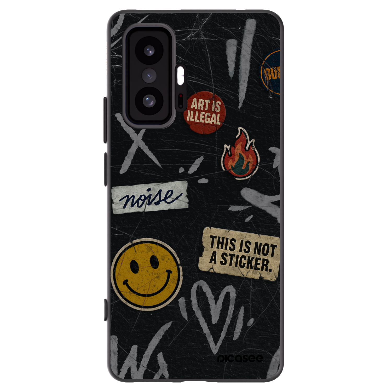 Picasee silikonowe czarne etui na Xiaomi 11T - STICKERS x TAGS