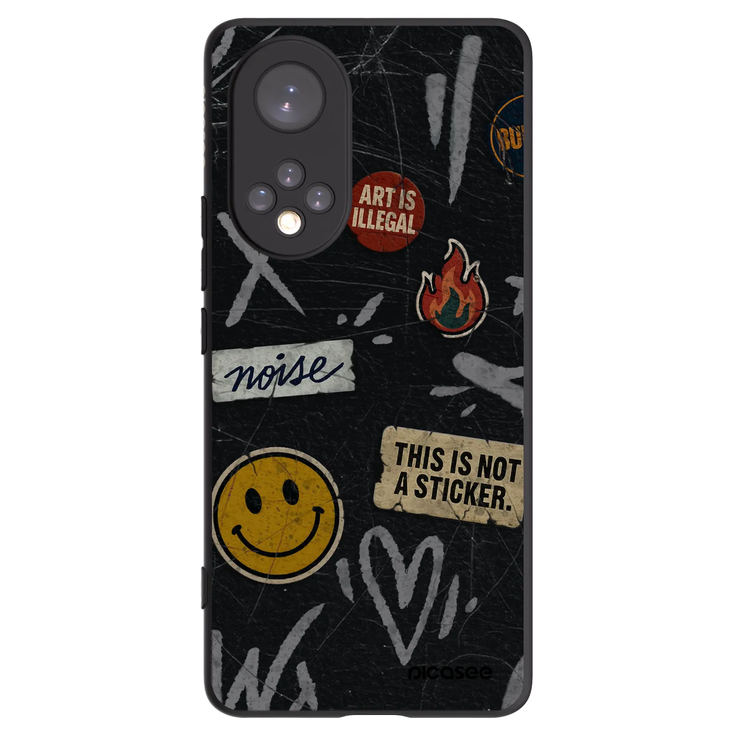 Picasee silikonowe czarne etui na Huawei Nova 9 - STICKERS x TAGS