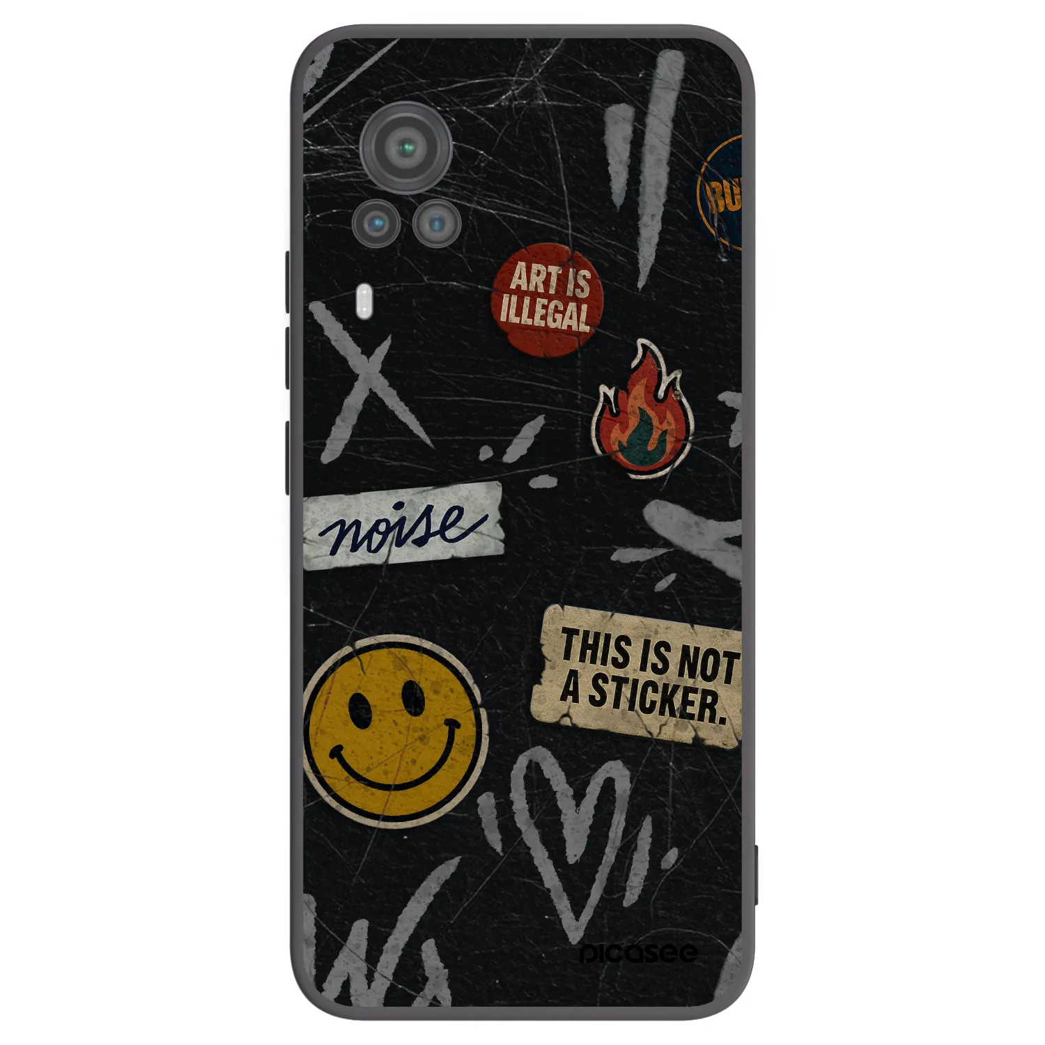 Picasee silikonowe czarne etui na Vivo X60 Pro 5G - STICKERS x TAGS
