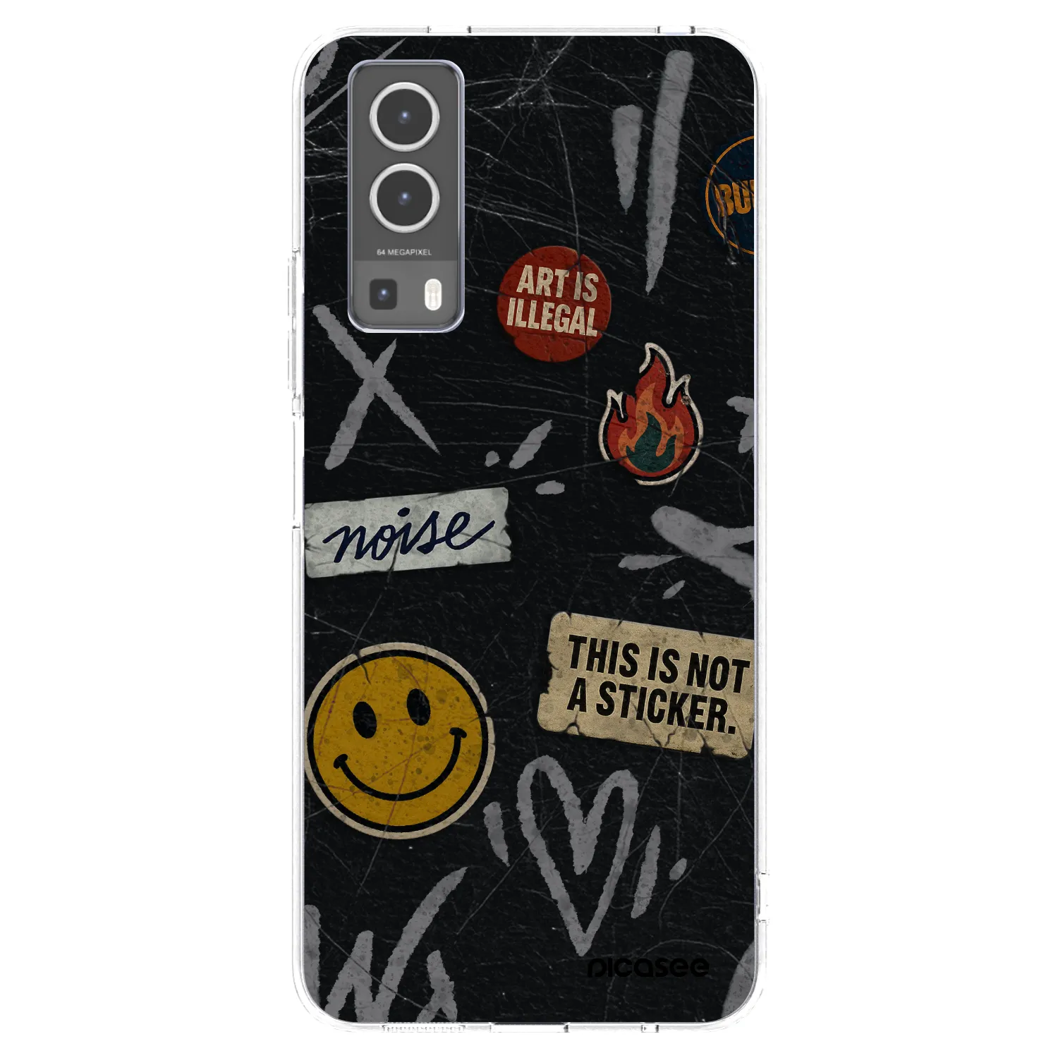 Picasee silikonowe przeźroczyste etui na Vivo Y72 5G - STICKERS x TAGS