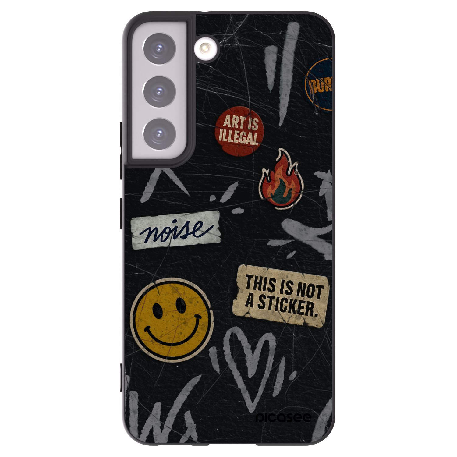 Picasee silikonowe czarne etui na Samsung Galaxy S22 5G - STICKERS x TAGS