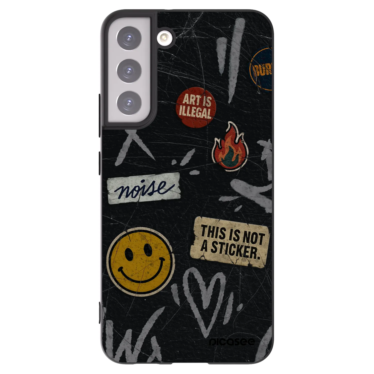 Picasee silikonowe czarne etui na Samsung Galaxy S22+ 5G - STICKERS x TAGS