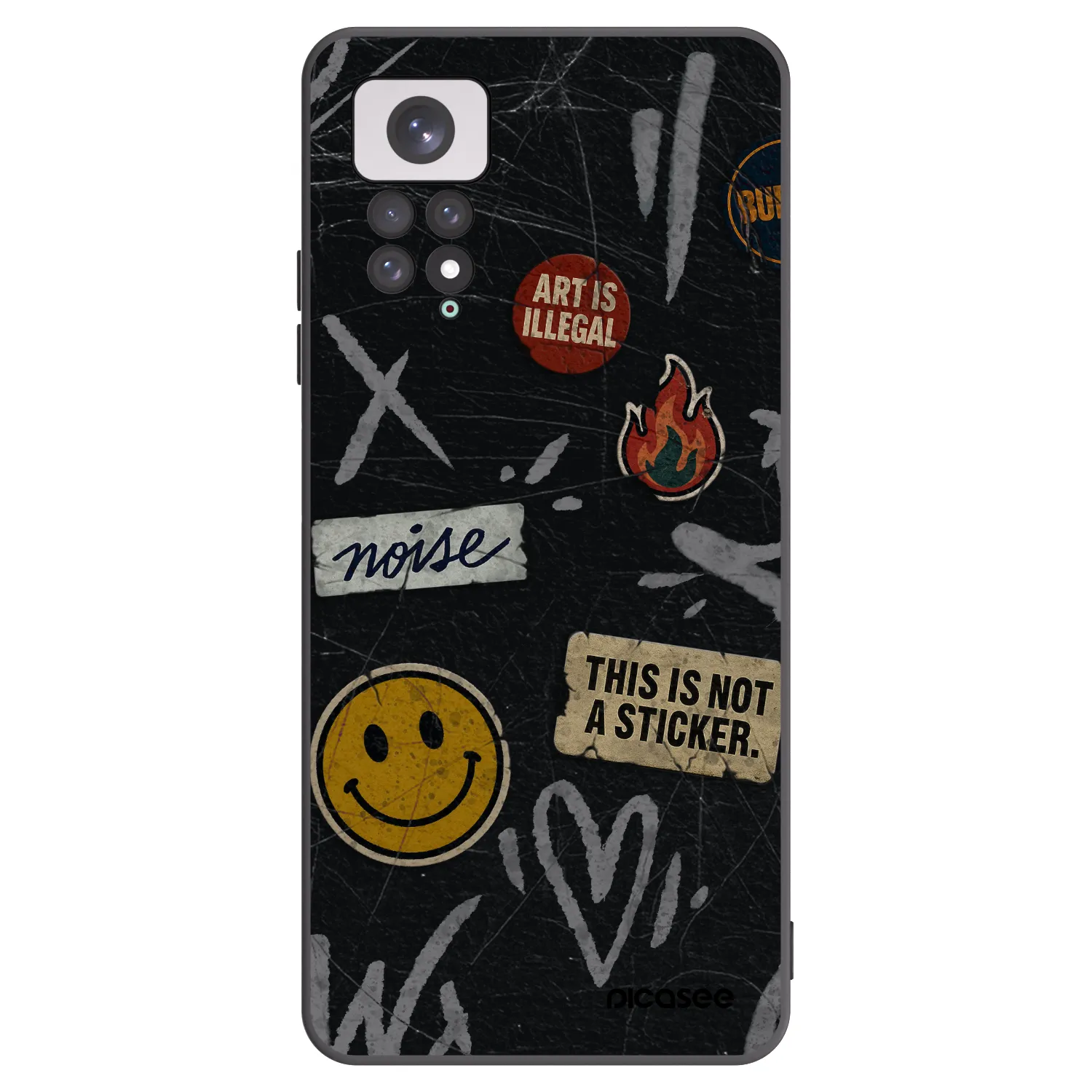 Picasee silikonowe czarne etui na Xiaomi Redmi Note 11 - STICKERS x TAGS