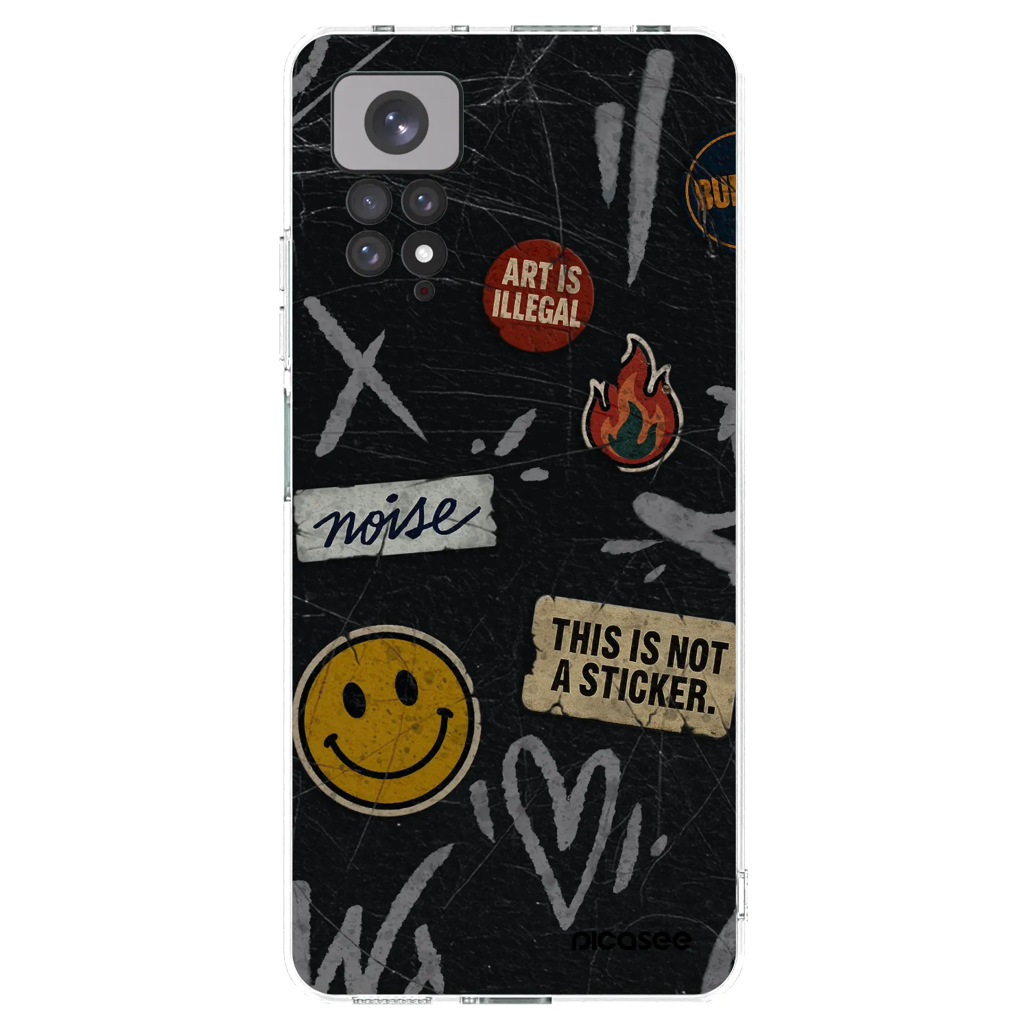 Picasee silikonowe przeźroczyste etui na Xiaomi Redmi Note 11S 4G - STICKERS x TAGS