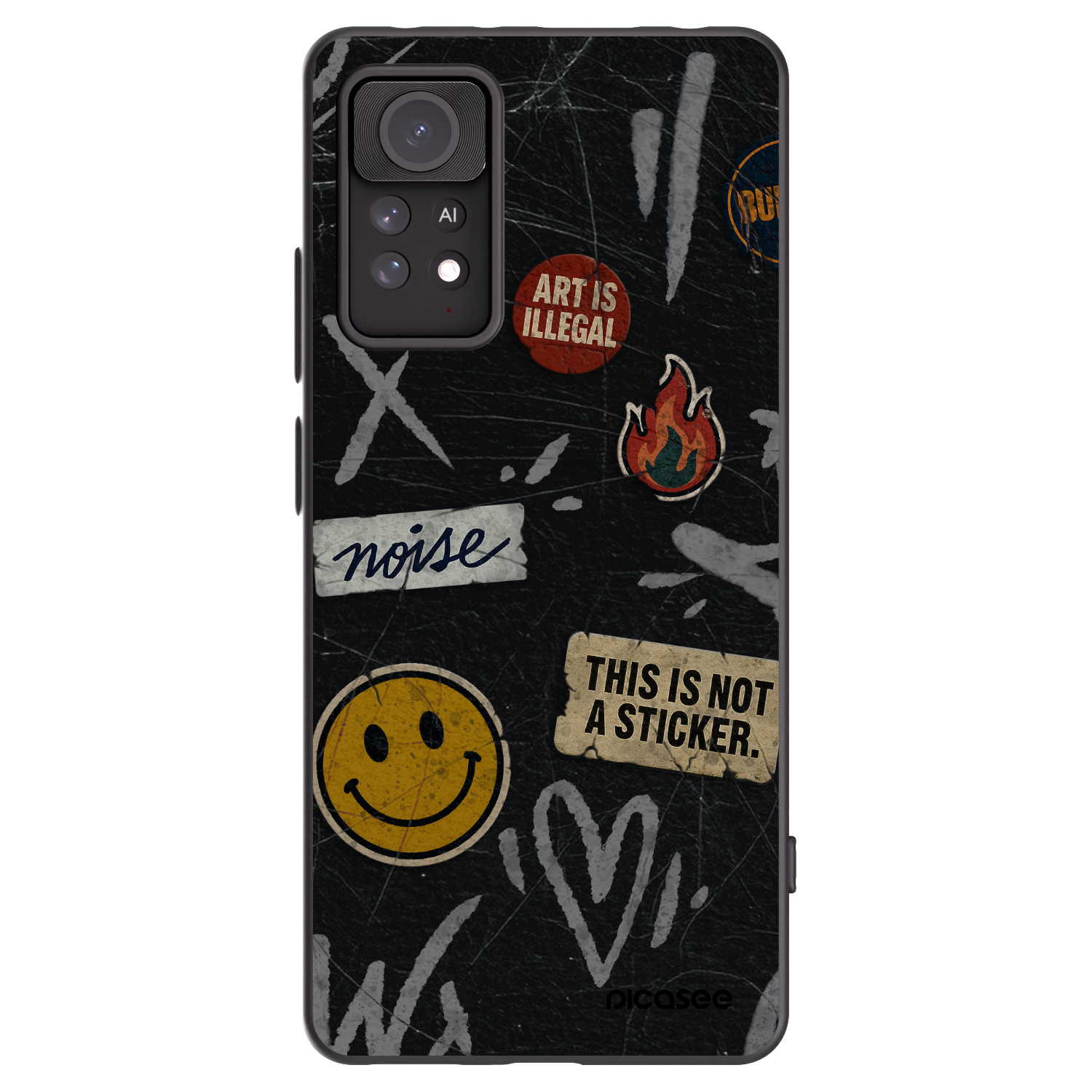 Picasee silikonowe czarne etui na Xiaomi Redmi Note 11 Pro 5G - STICKERS x TAGS