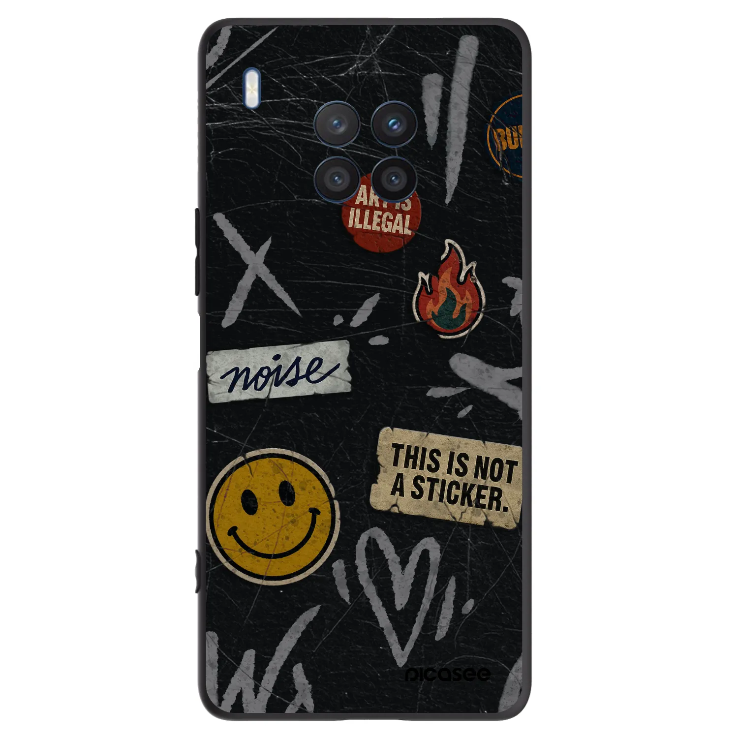 Picasee silikonowe czarne etui na Honor 50 Lite - STICKERS x TAGS
