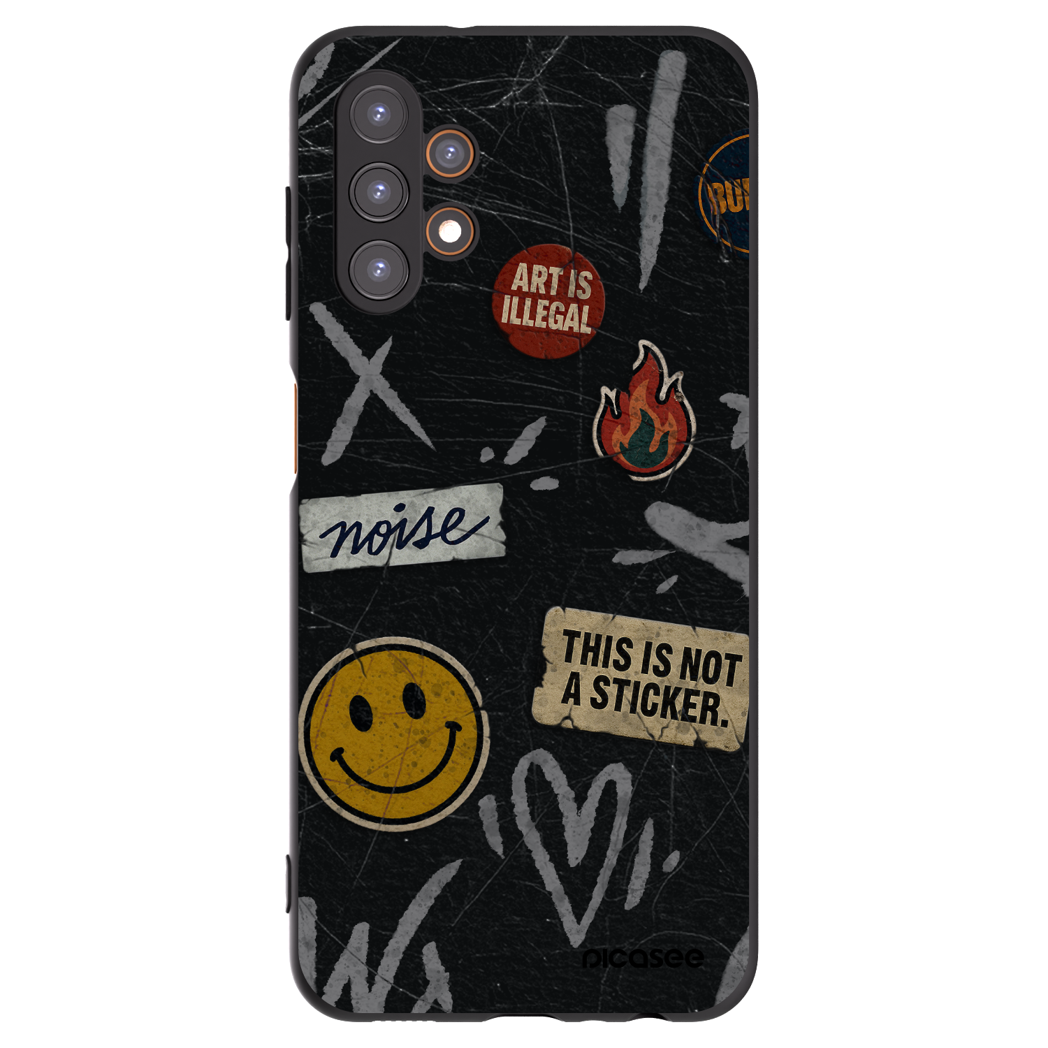 Picasee silikonowe czarne etui na Samsung Galaxy A13 4G A135 - STICKERS x TAGS