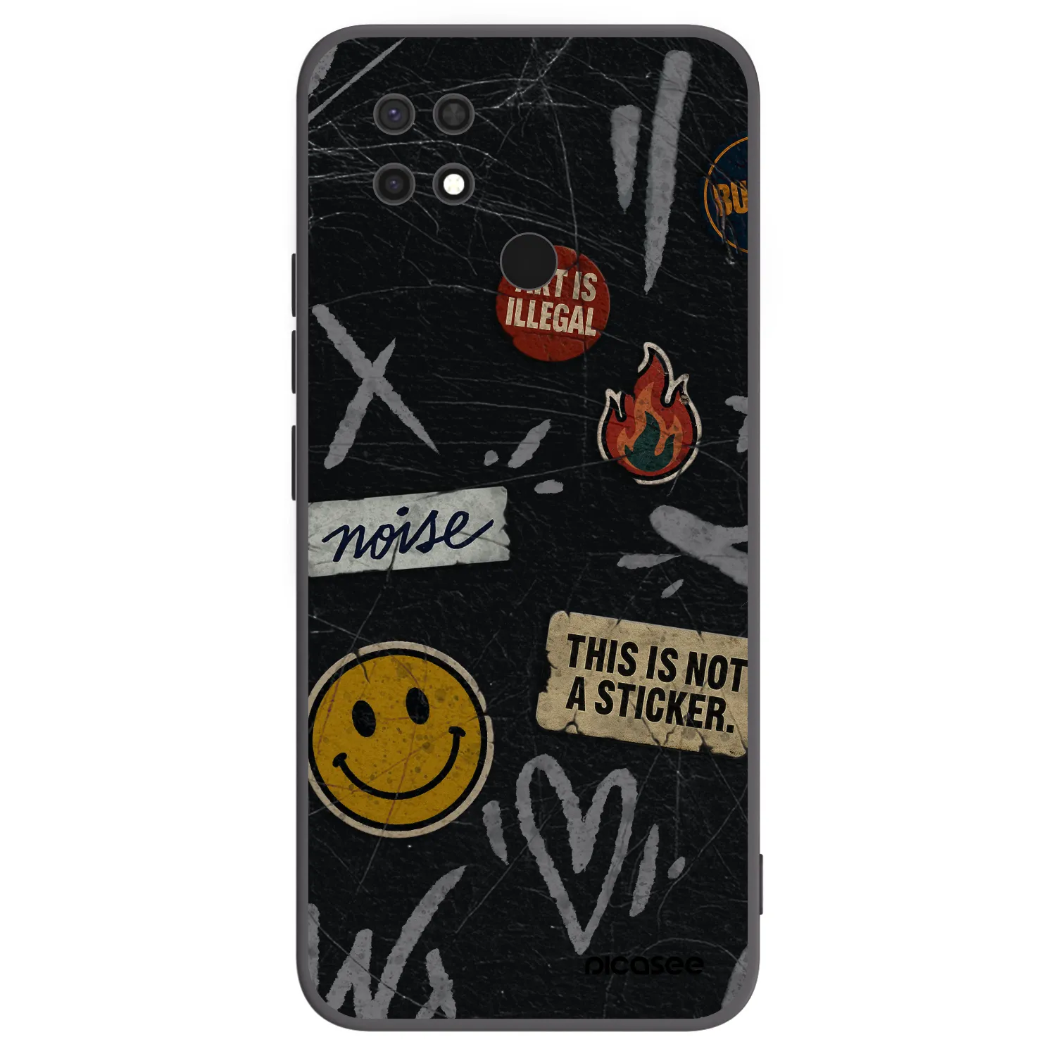 Picasee silikonowe czarne etui na Xiaomi Redmi 10C - STICKERS x TAGS