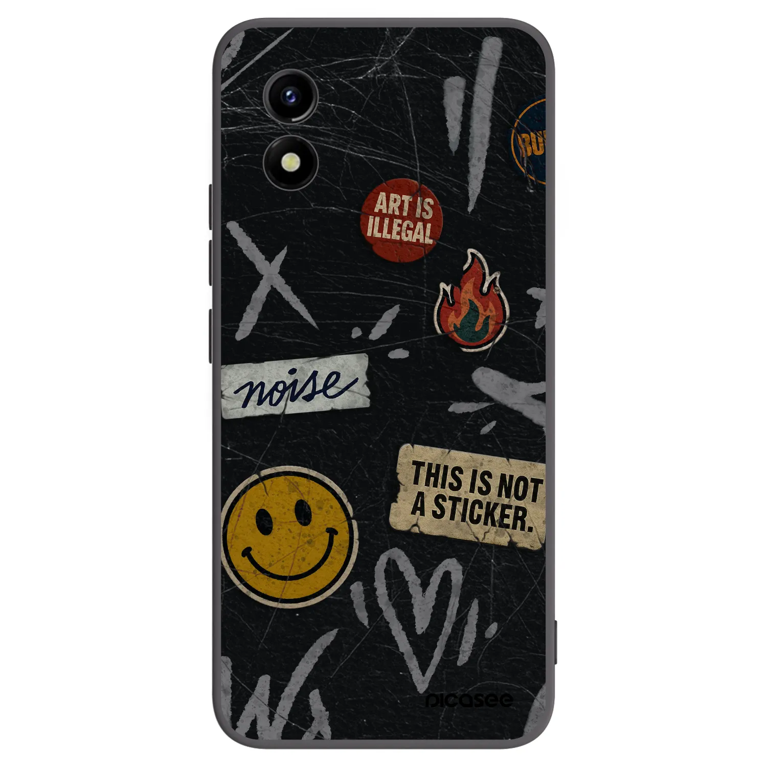 Picasee silikonowe czarne etui na Vivo Y01 - STICKERS x TAGS