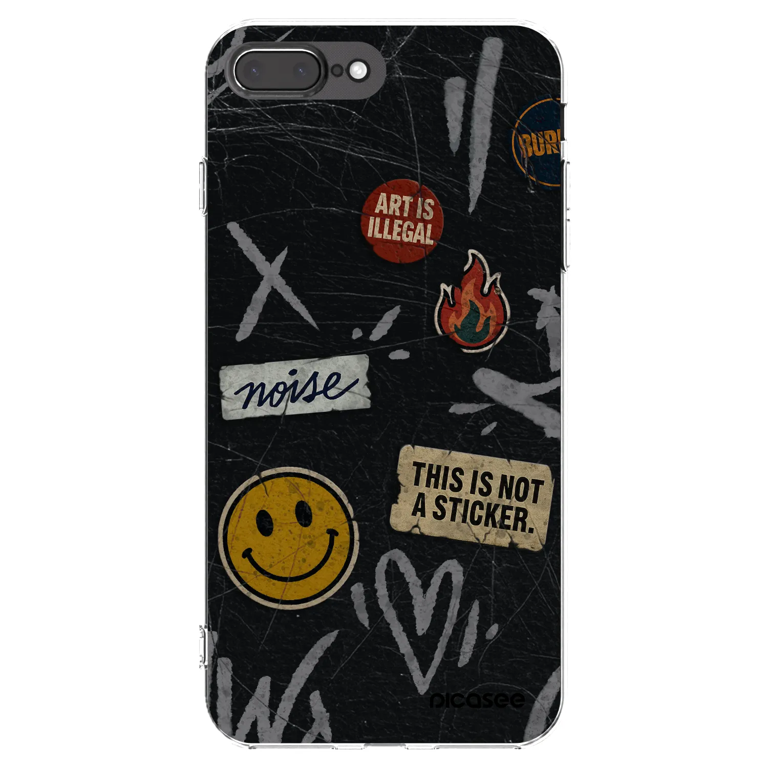 Picasee silikonowe przeźroczyste etui na Apple iPhone 8 Plus - STICKERS x TAGS