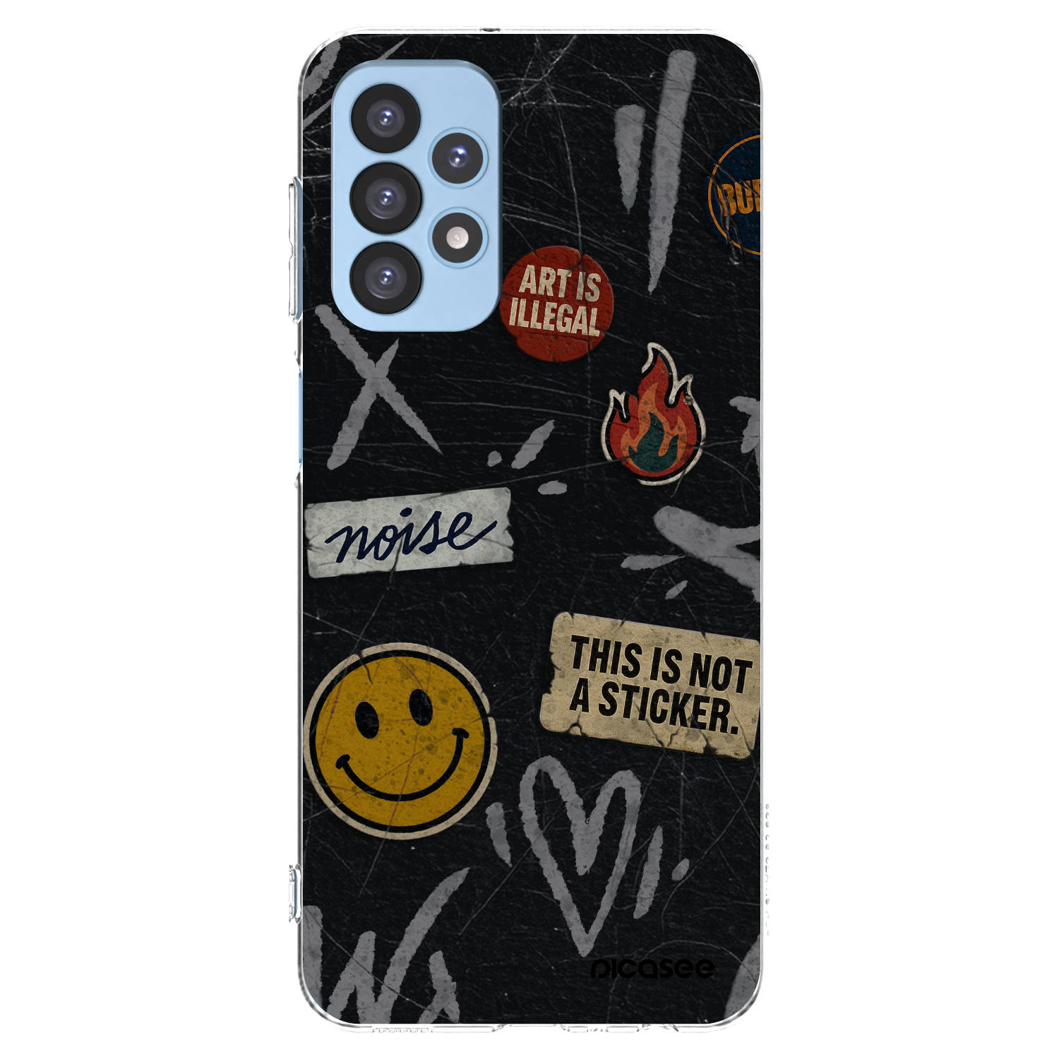 Picasee silikonowe przeźroczyste etui na Samsung Galaxy A23 A235F 4G - STICKERS x TAGS