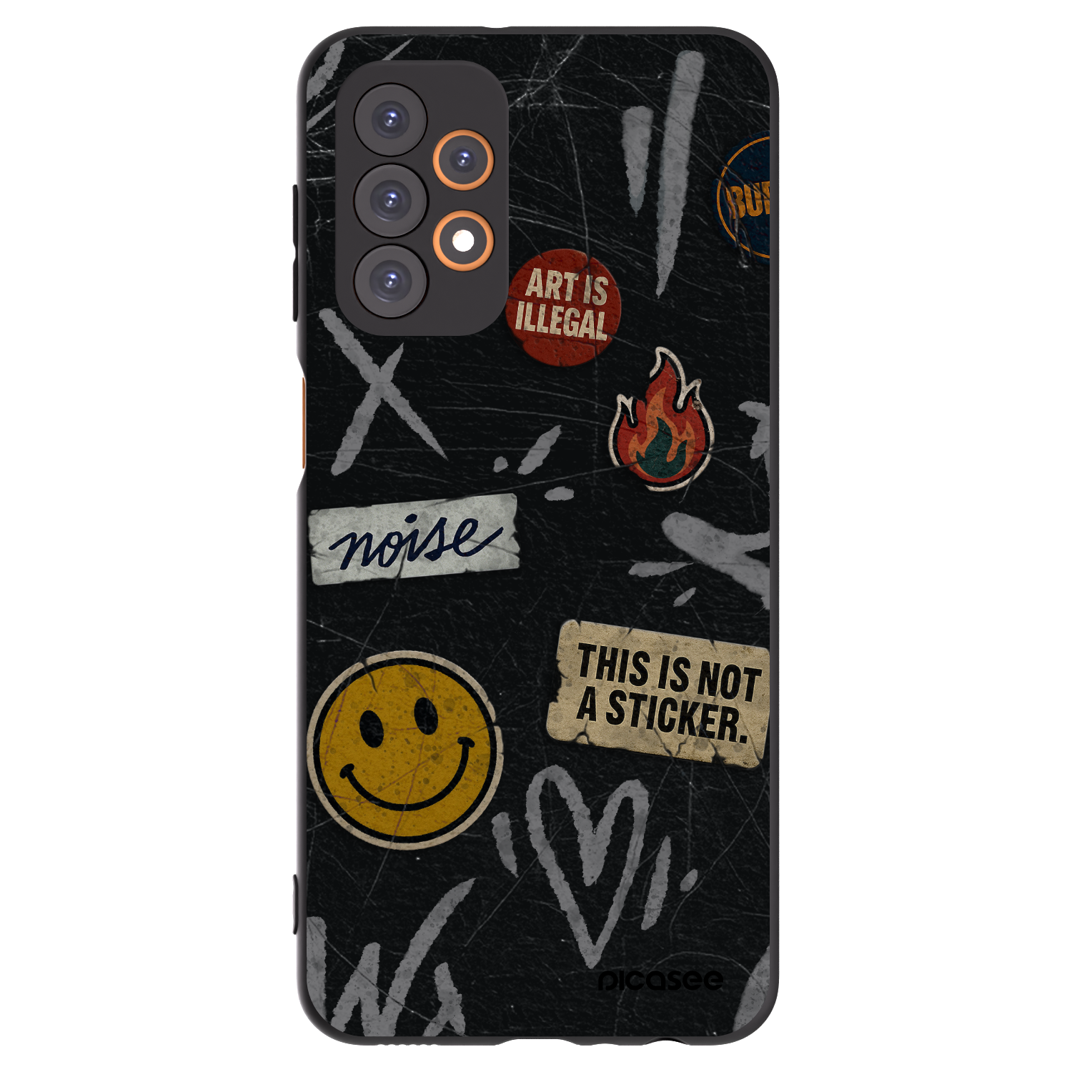 Picasee silikonowe czarne etui na Samsung Galaxy A23 A236B 5G - STICKERS x TAGS