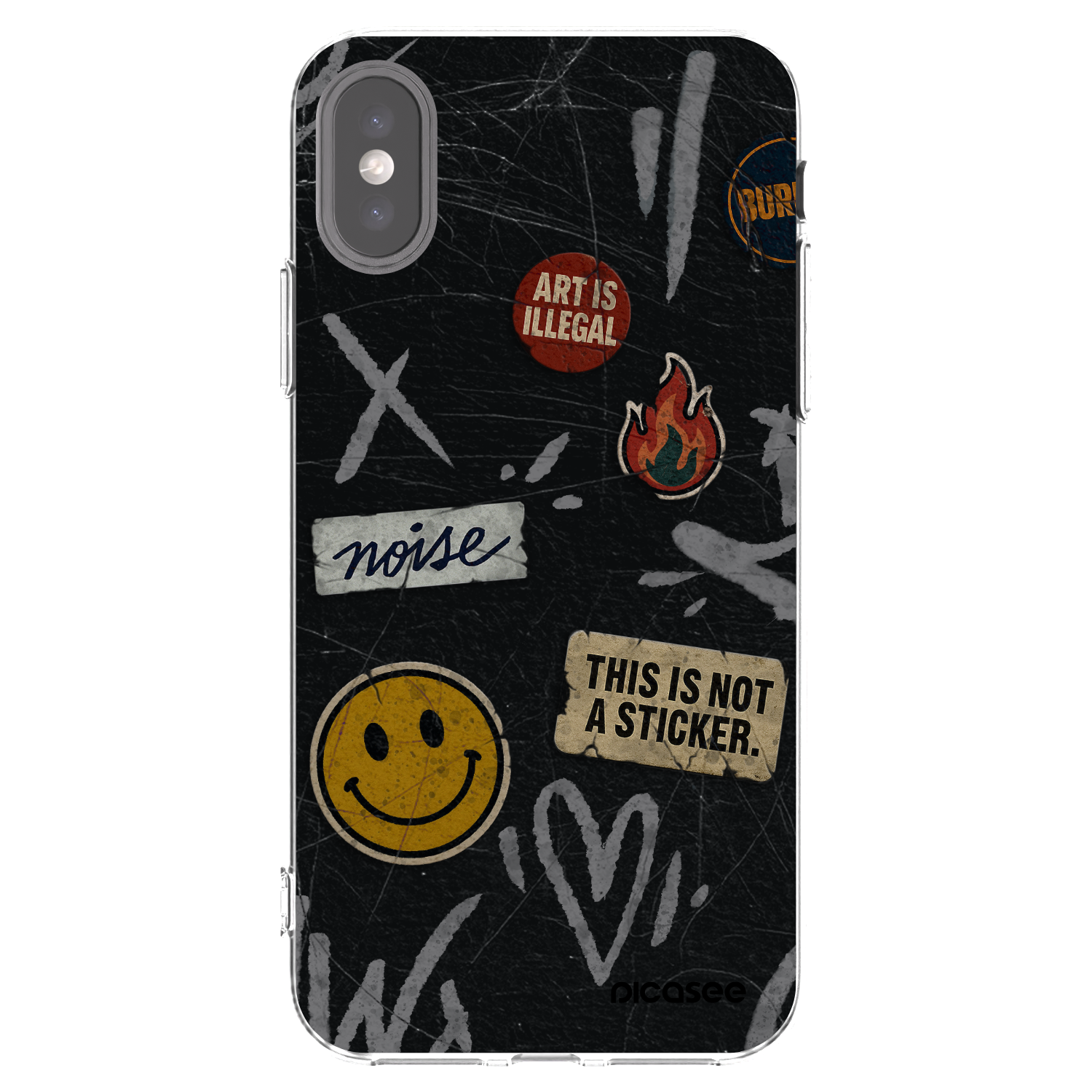 Picasee silikonowe przeźroczyste etui na Apple iPhone X/XS - STICKERS x TAGS