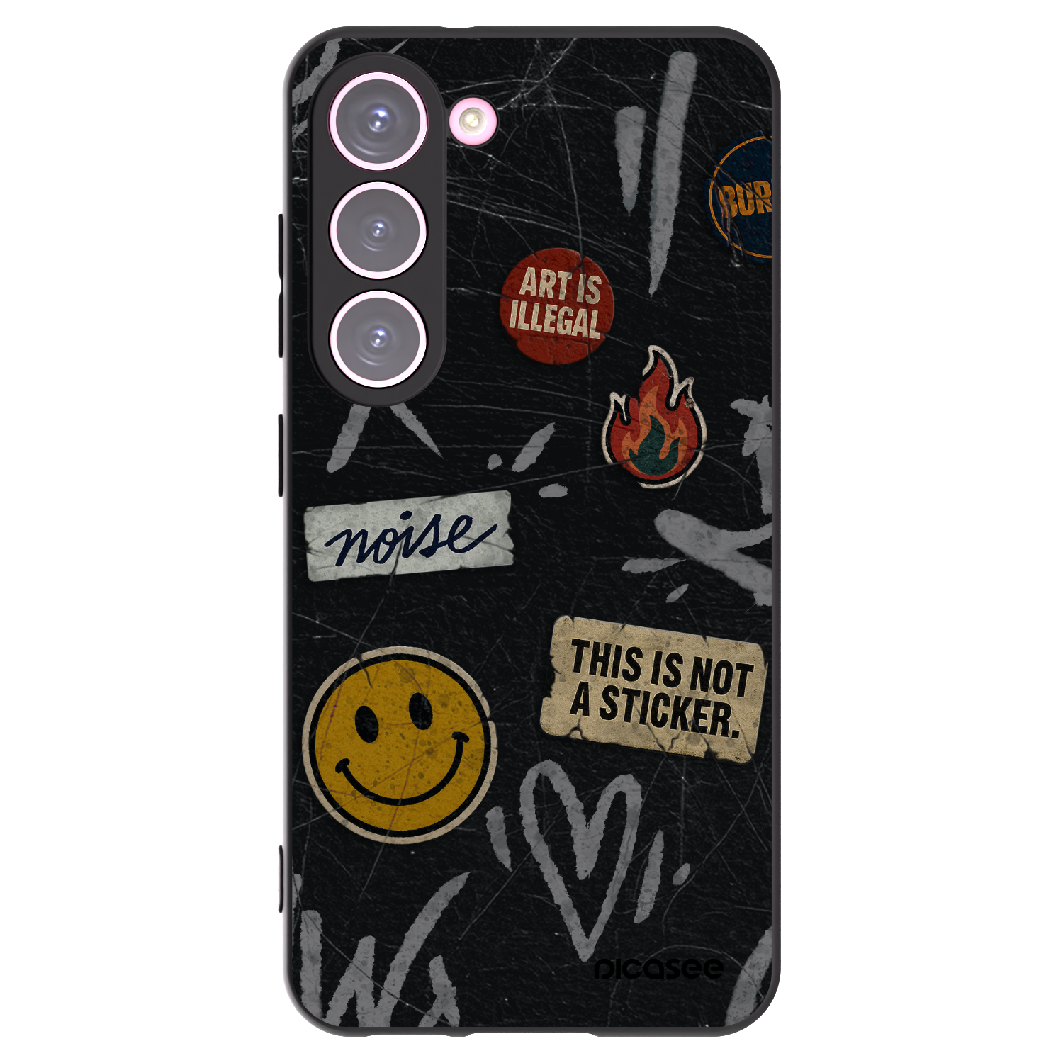 Picasee silikonowe czarne etui na Samsung Galaxy S23 5G - STICKERS x TAGS