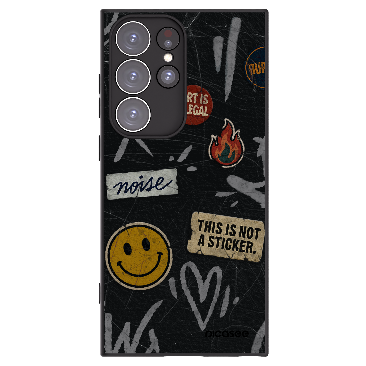 Picasee silikonowe czarne etui na Samsung Galaxy S23 Ultra 5G - STICKERS x TAGS