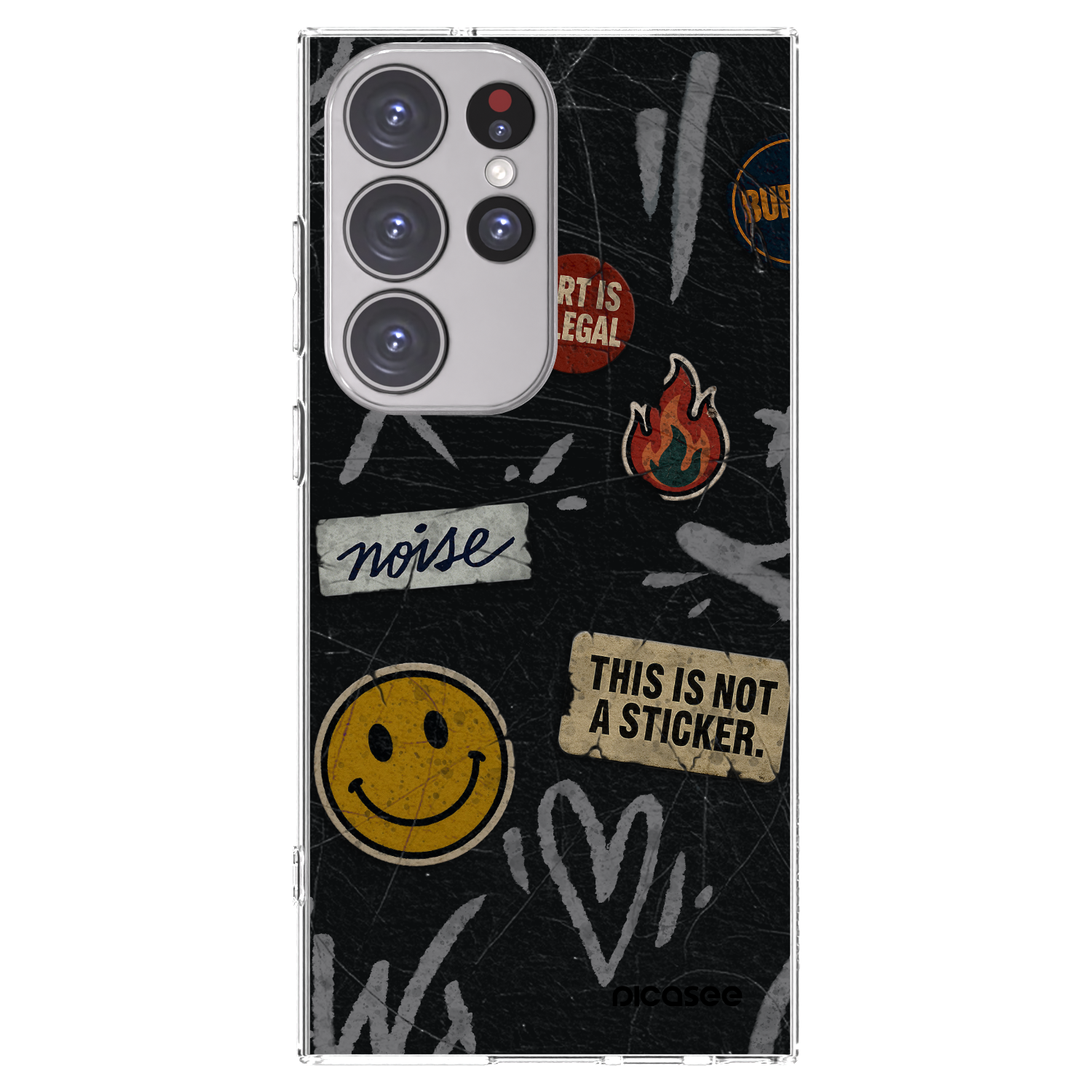 Picasee silikonowe przeźroczyste etui na Samsung Galaxy S23 Ultra 5G - STICKERS x TAGS