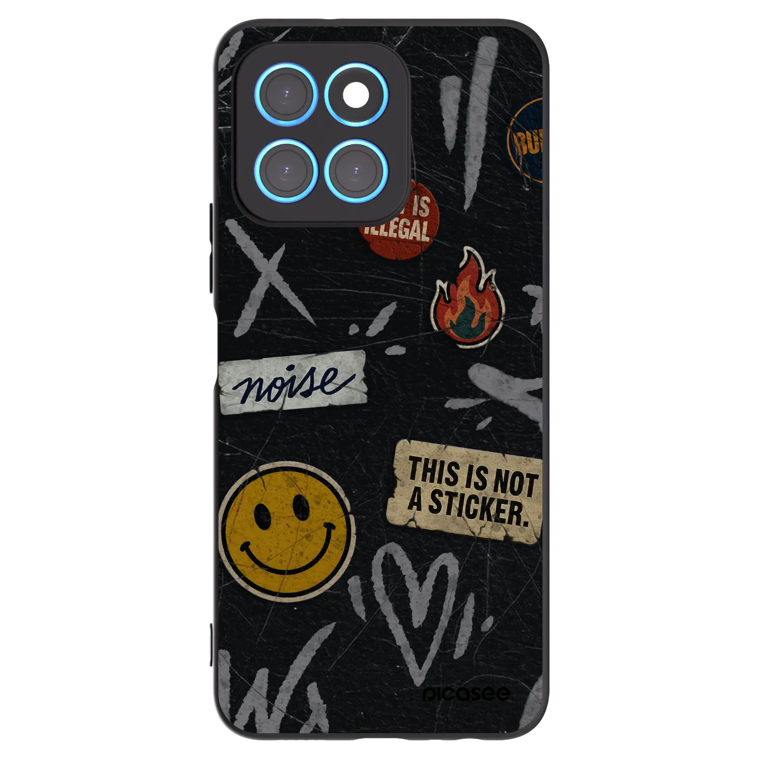Picasee silikonowe czarne etui na Honor X6 - STICKERS x TAGS