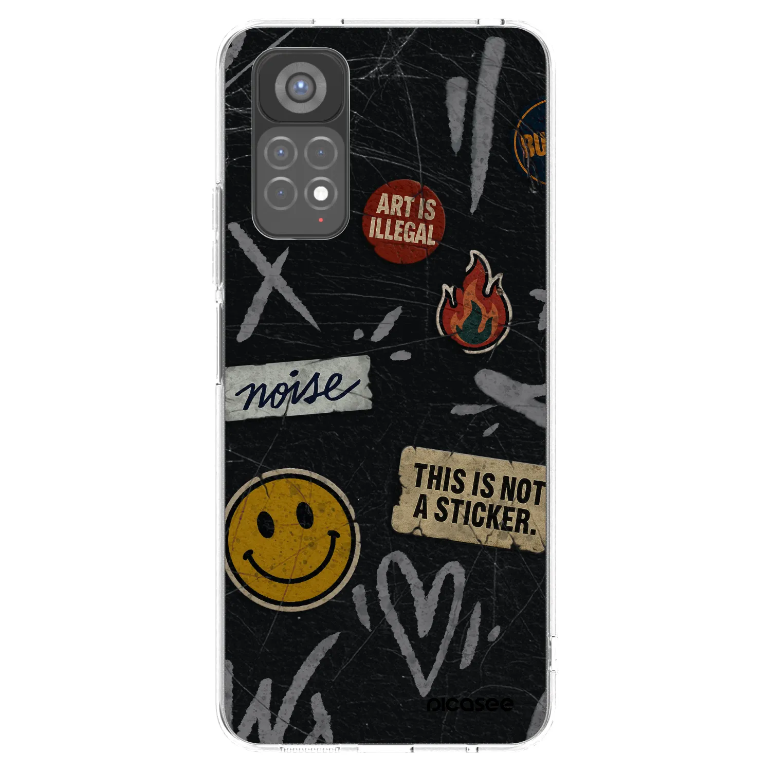 Picasee silikonowe przeźroczyste etui na Xiaomi Redmi Note 11S 5G - STICKERS x TAGS