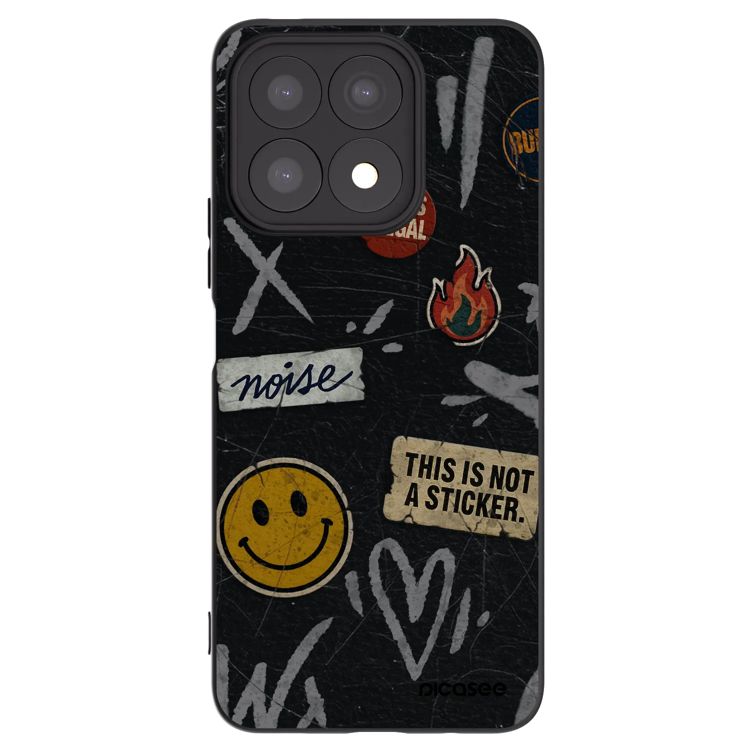 Picasee silikonowe czarne etui na Honor X8a - STICKERS x TAGS