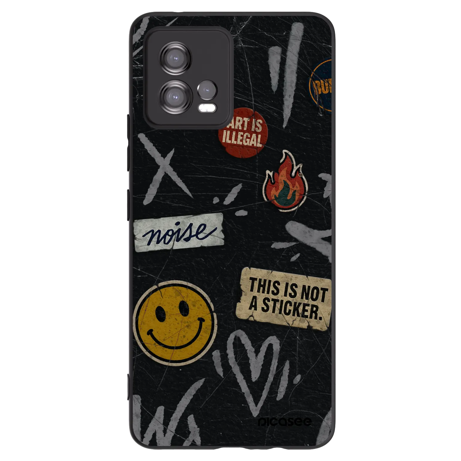 Picasee silikonowe czarne etui na Motorola Moto G72 - STICKERS x TAGS