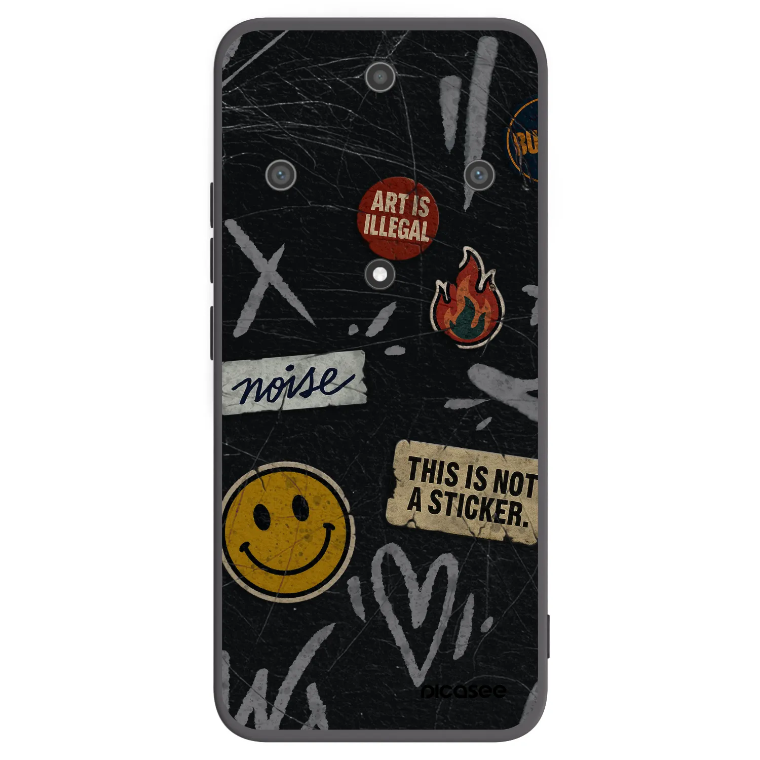 Picasee silikonowe czarne etui na Honor Magic5 Lite 5G - STICKERS x TAGS