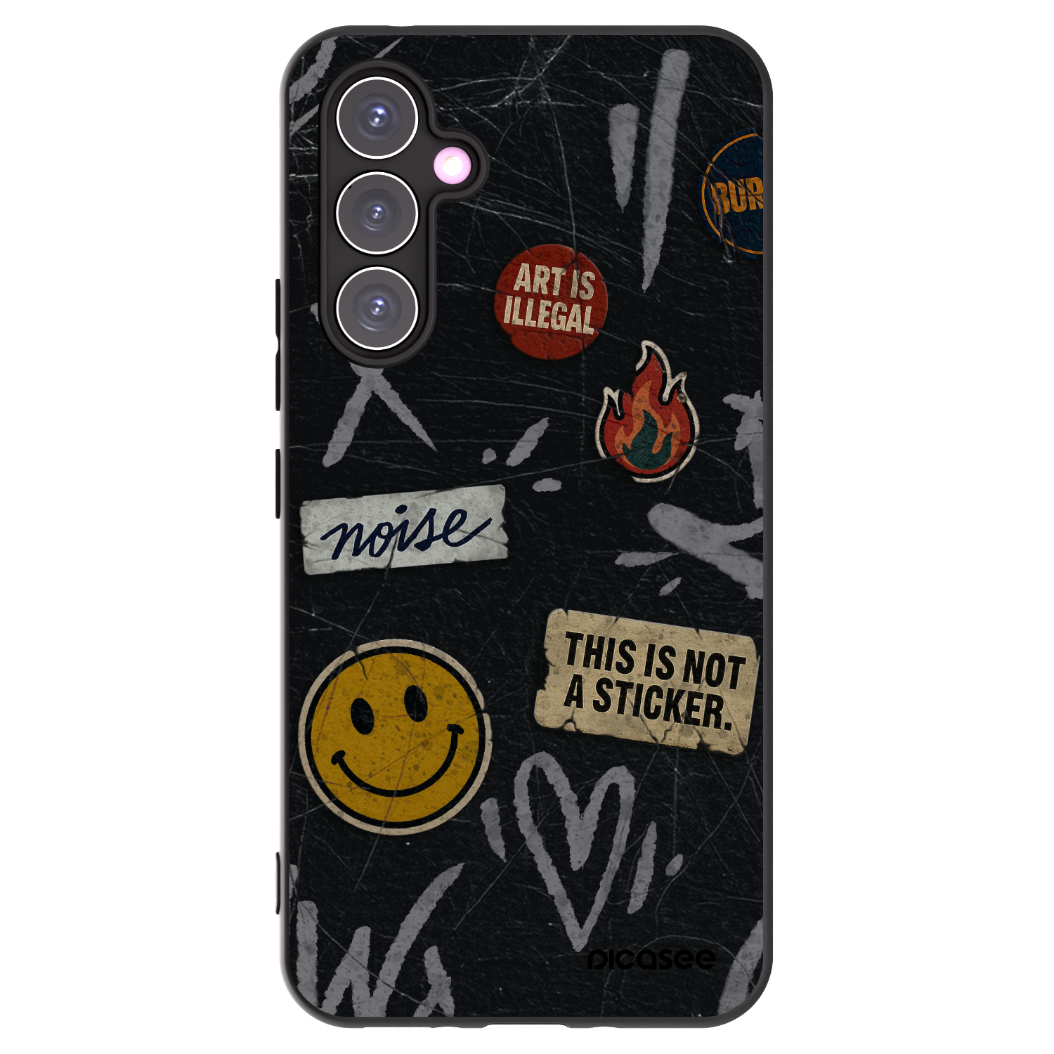 Picasee silikonowe czarne etui na Samsung Galaxy A54 5G A546B - STICKERS x TAGS