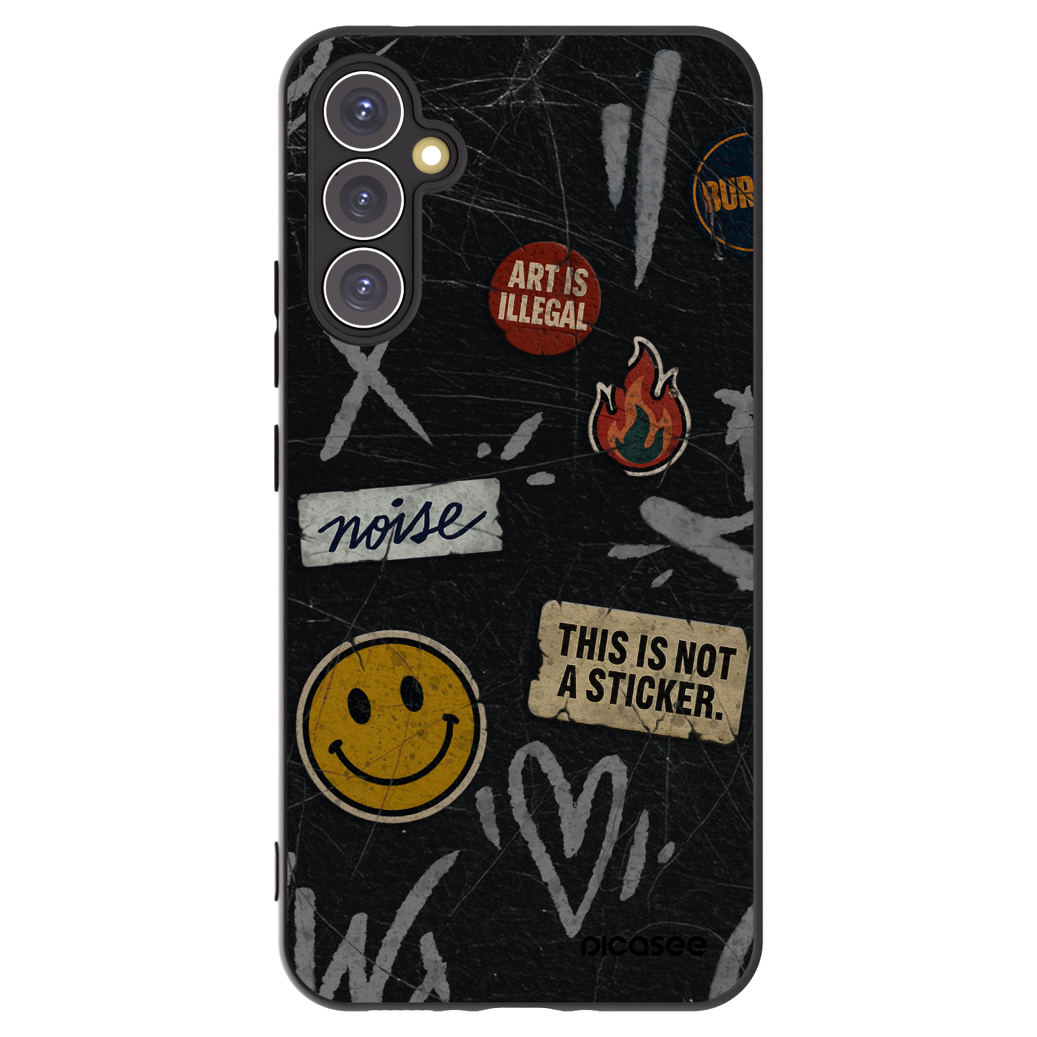 Picasee silikonowe czarne etui na Samsung Galaxy A34 5G A346B - STICKERS x TAGS