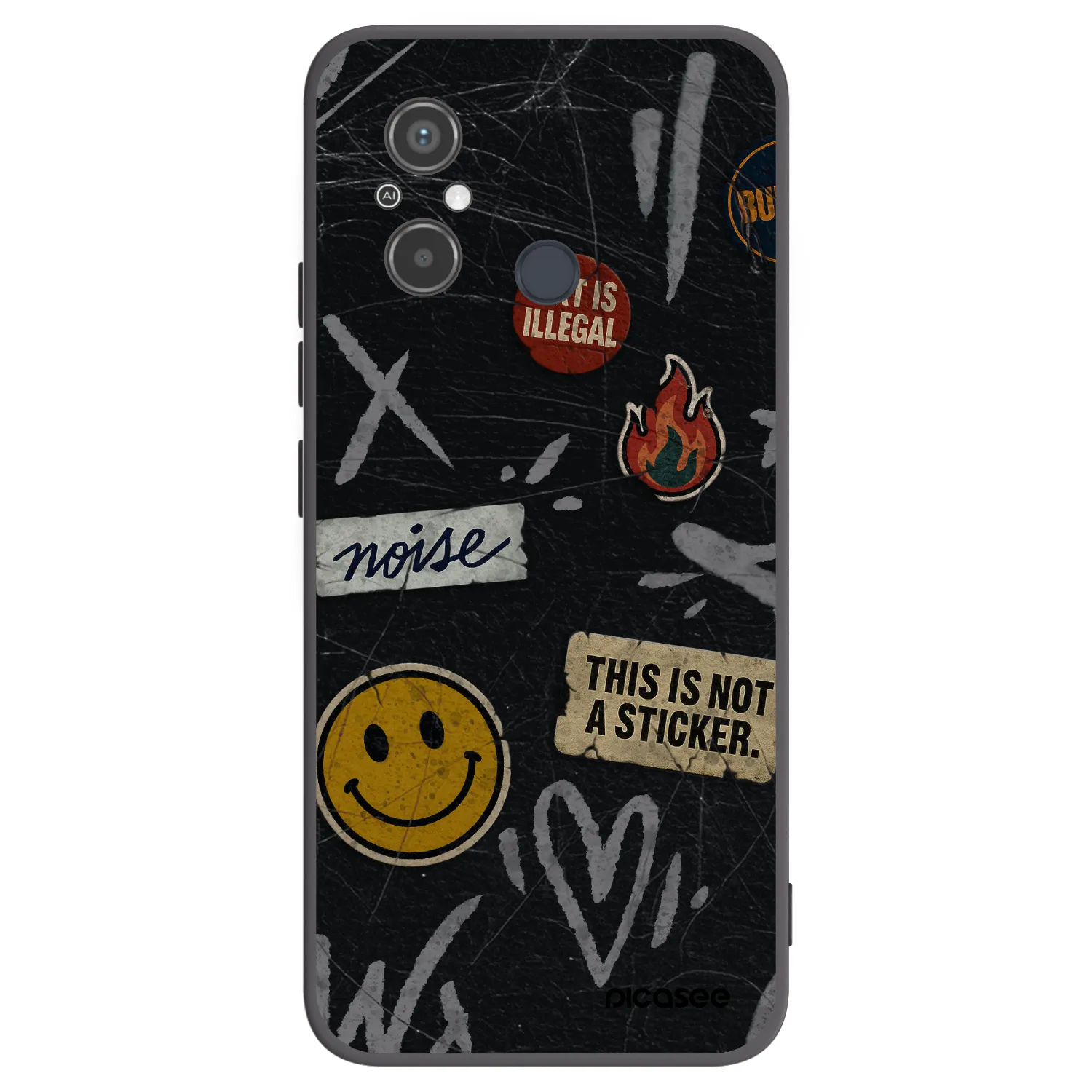 Picasee silikonowe czarne etui na Xiaomi Redmi 12C - STICKERS x TAGS