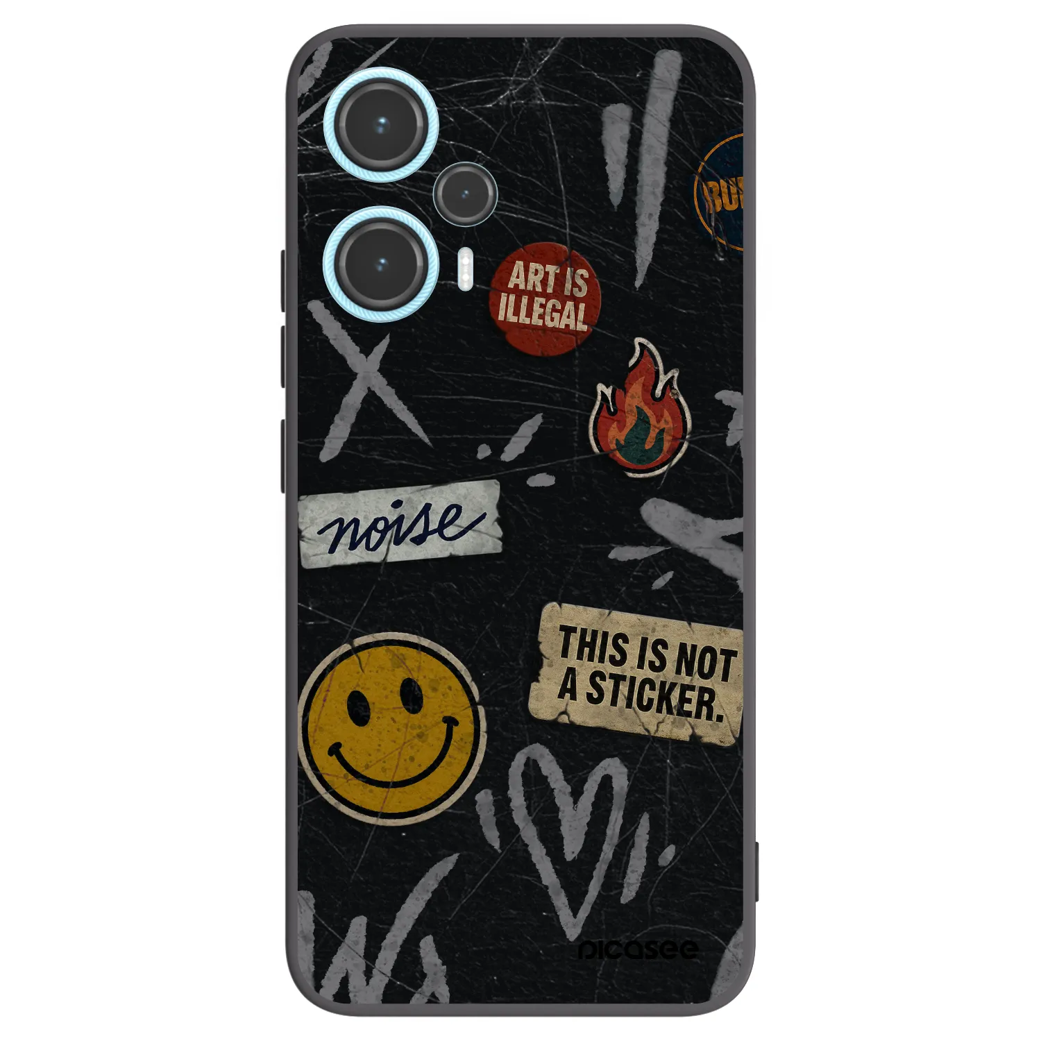 Picasee silikonowe czarne etui na Xiaomi Poco F5 - STICKERS x TAGS