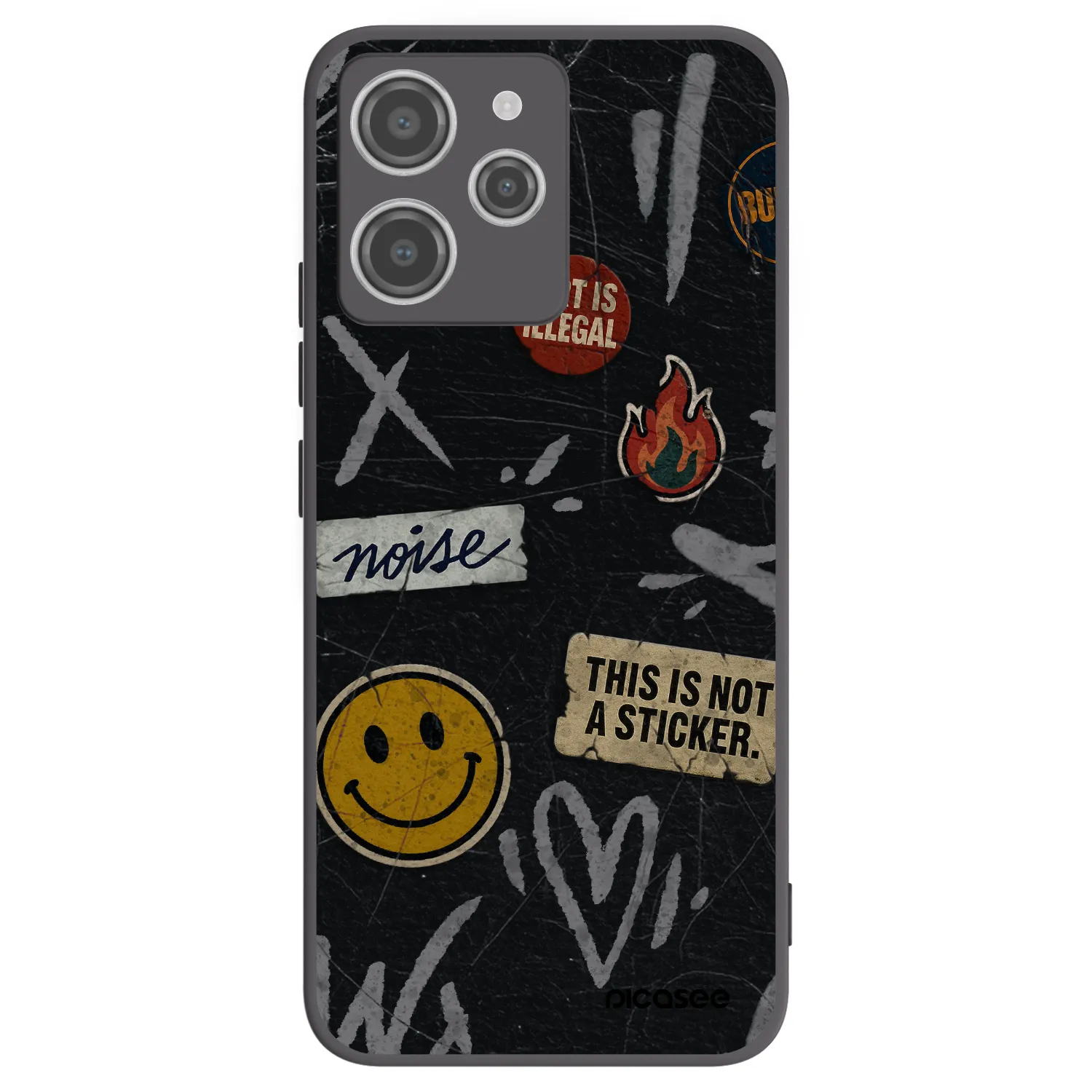 Picasee silikonowe czarne etui na Xiaomi Redmi 12 4G - STICKERS x TAGS
