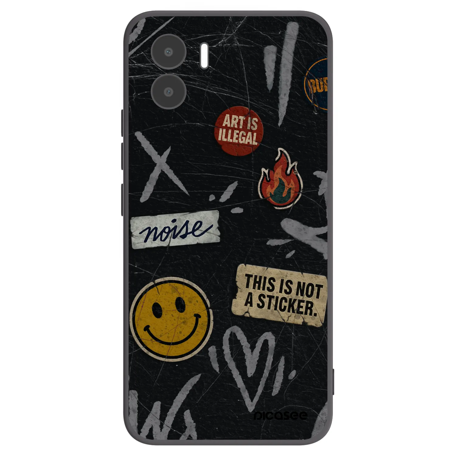 Picasee silikonowe czarne etui na Xiaomi Redmi A2 - STICKERS x TAGS
