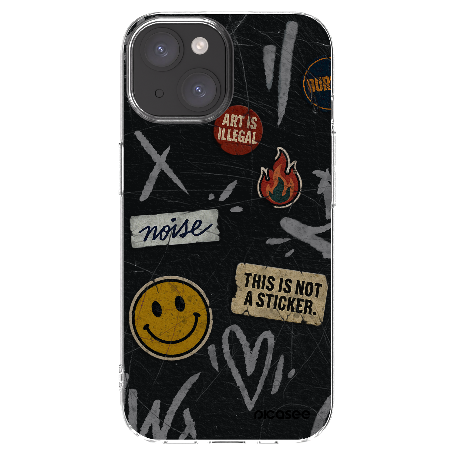 Picasee silikonowe przeźroczyste etui na Apple iPhone 15 - STICKERS x TAGS