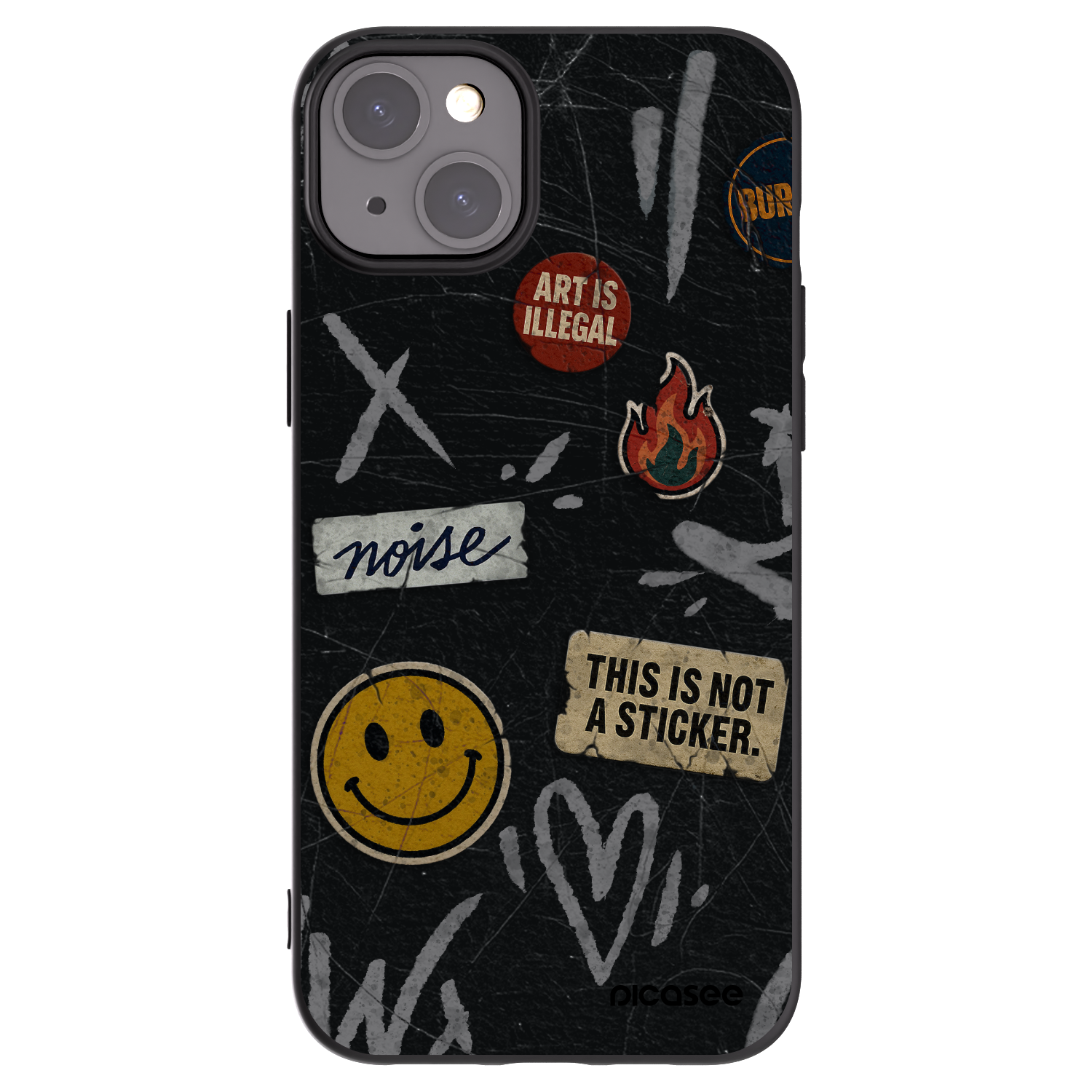 Picasee silikonowe czarne etui na Apple iPhone 15 Plus - STICKERS x TAGS