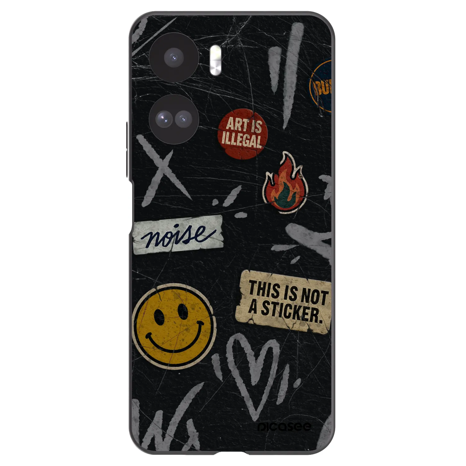 Picasee silikonowe czarne etui na Honor 90 Lite 5G - STICKERS x TAGS