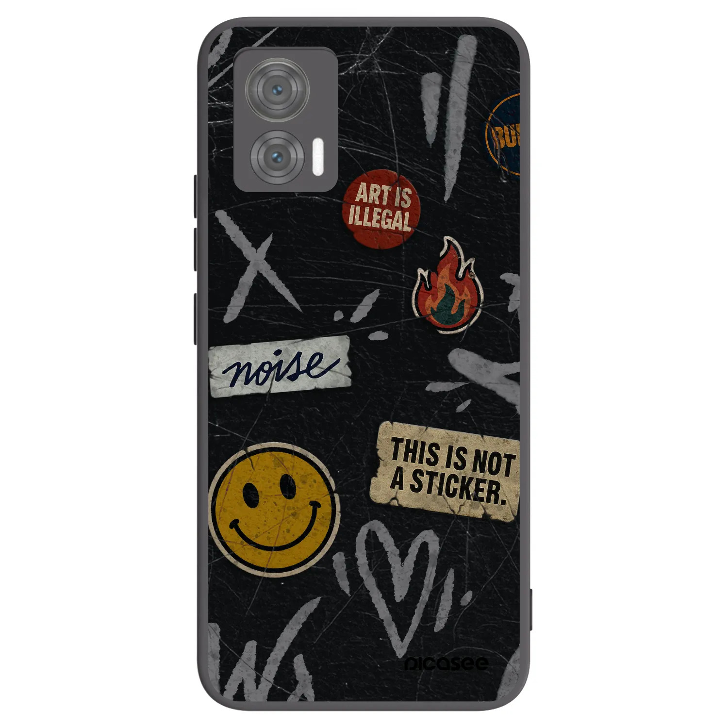 Picasee silikonowe czarne etui na Motorola Edge 30 Neo - STICKERS x TAGS