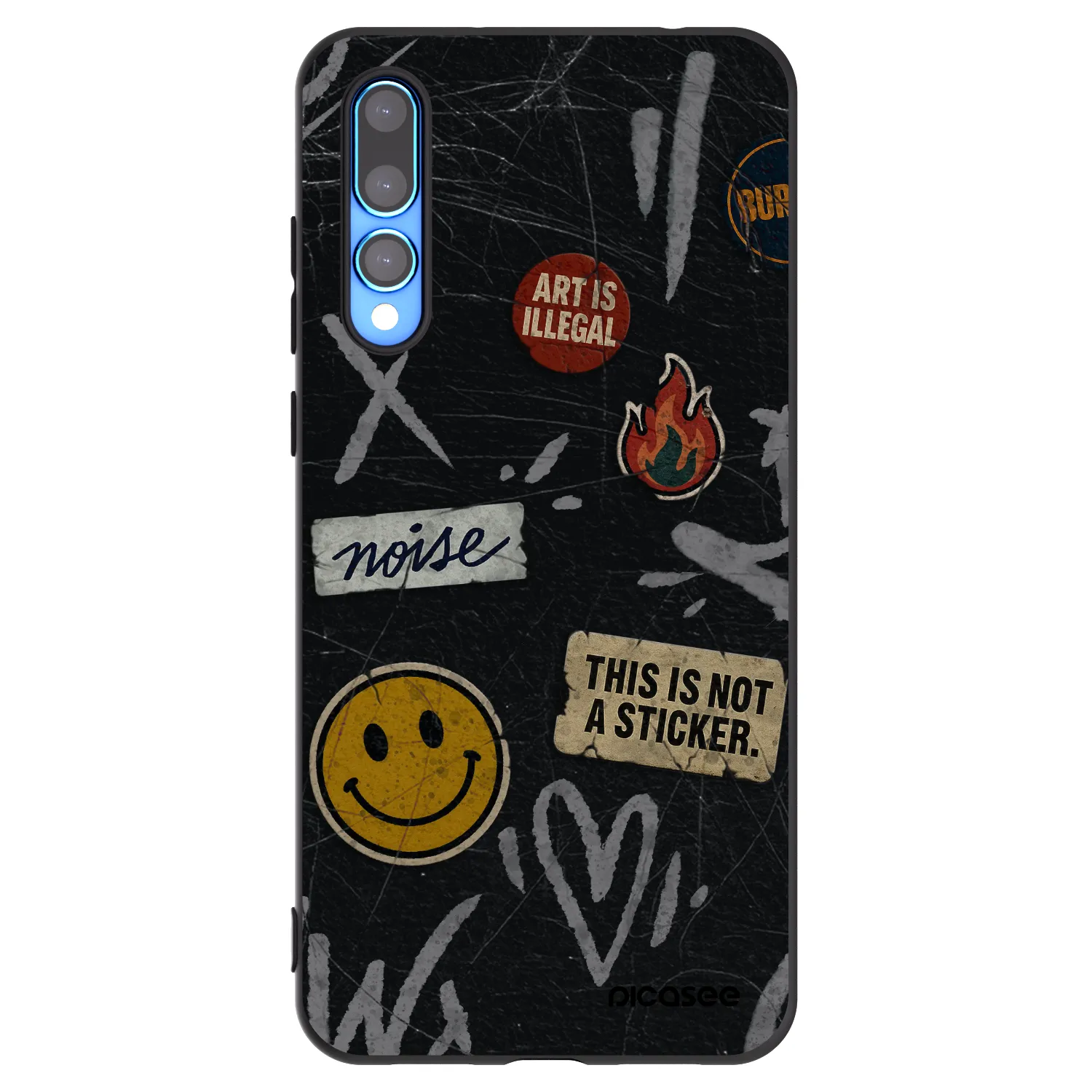 Picasee silikonowe czarne etui na Huawei P20 Pro - STICKERS x TAGS