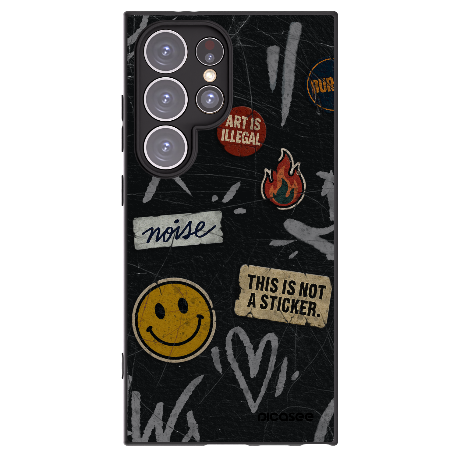 Picasee silikonowe czarne etui na Samsung Galaxy S24 Ultra S928B 5G - STICKERS x TAGS