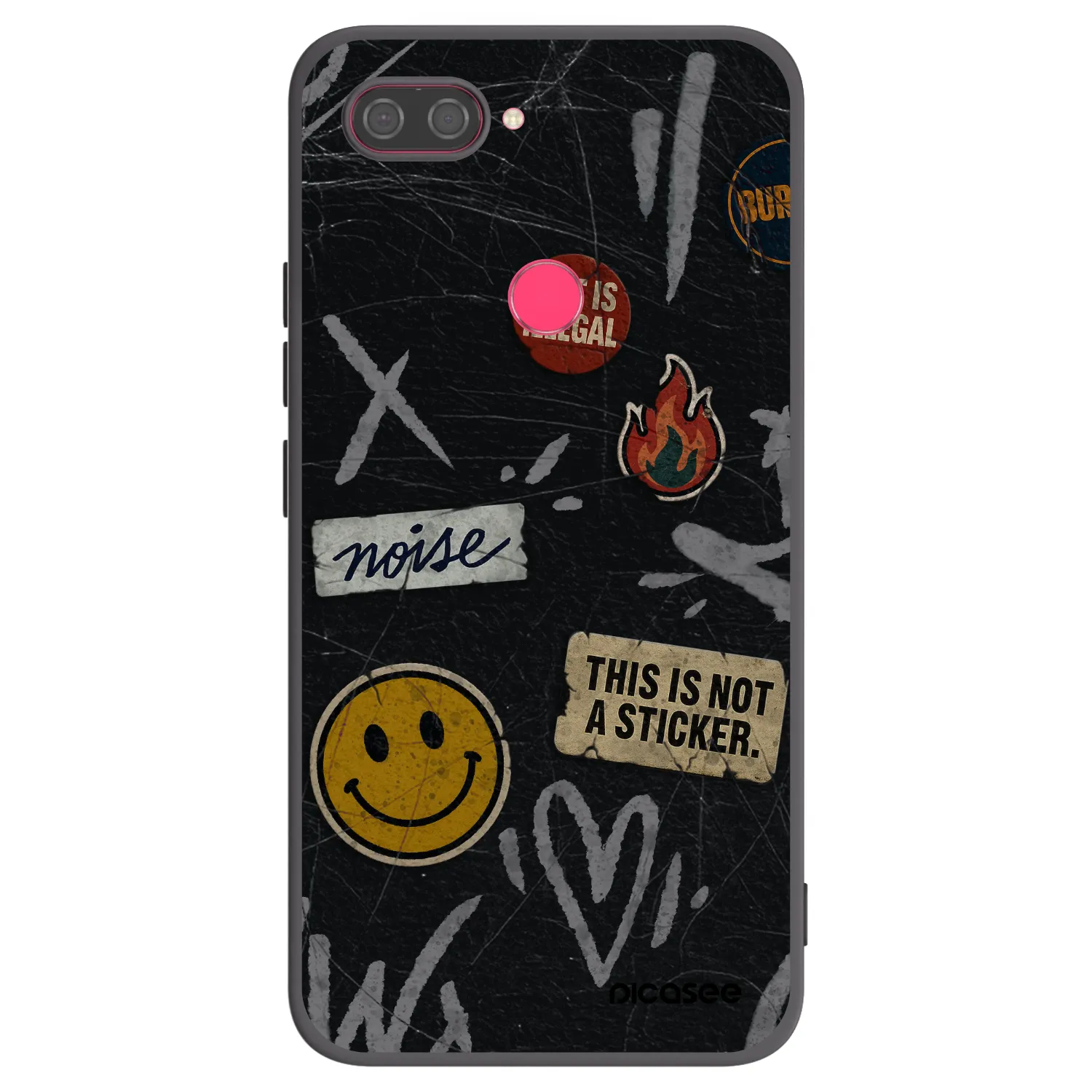Picasee silikonowe czarne etui na Xiaomi Mi 8 Lite - STICKERS x TAGS