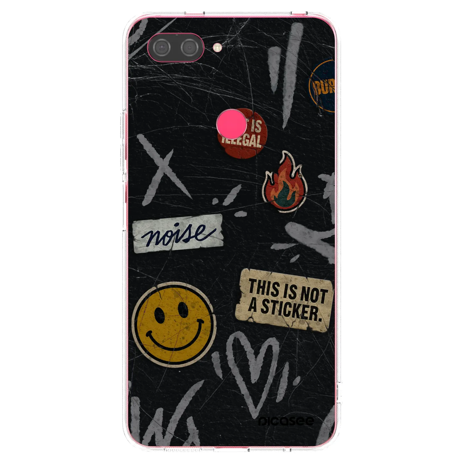 Picasee silikonowe przeźroczyste etui na Xiaomi Mi 8 Lite - STICKERS x TAGS