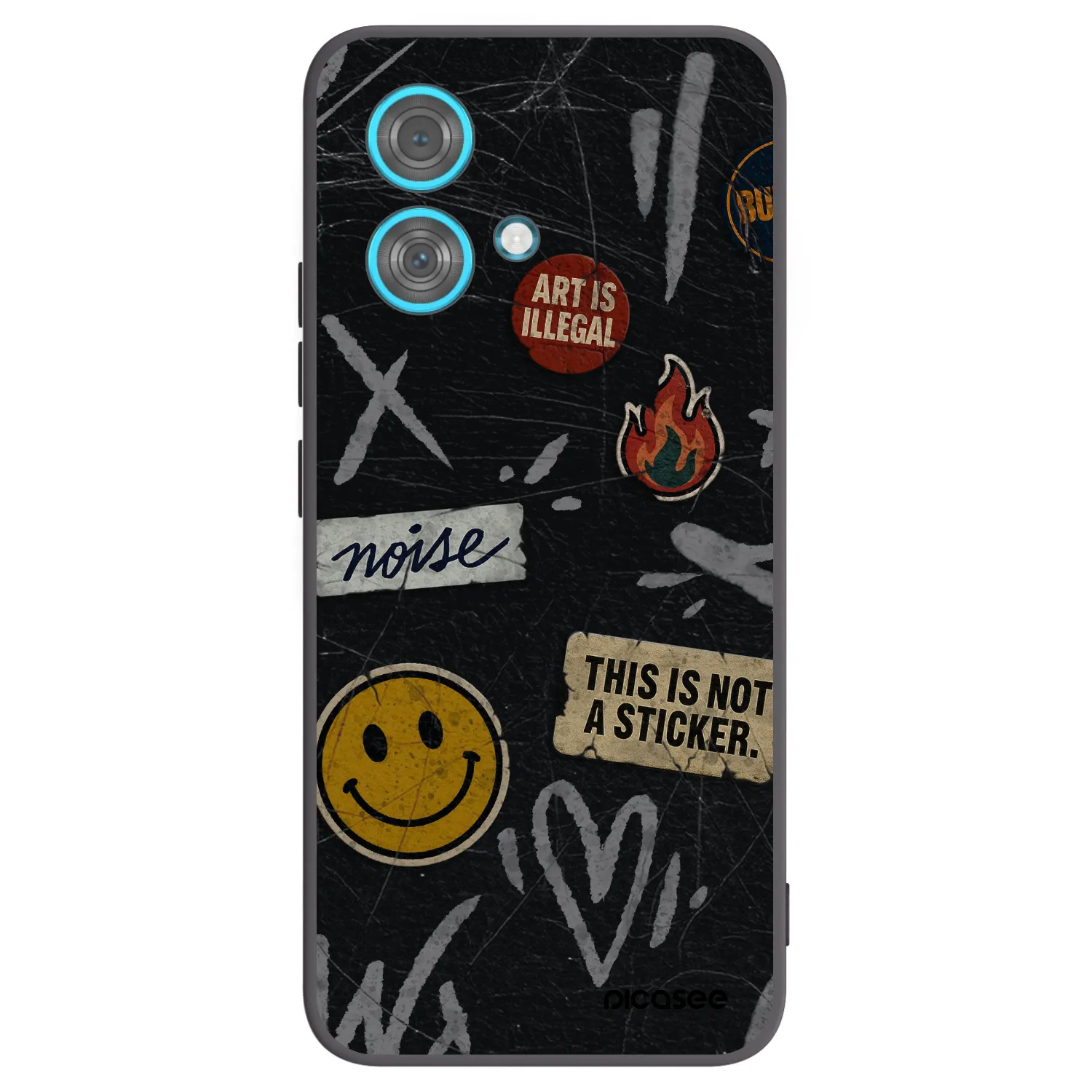 Picasee silikonowe czarne etui na Motorola Edge 40 Neo - STICKERS x TAGS