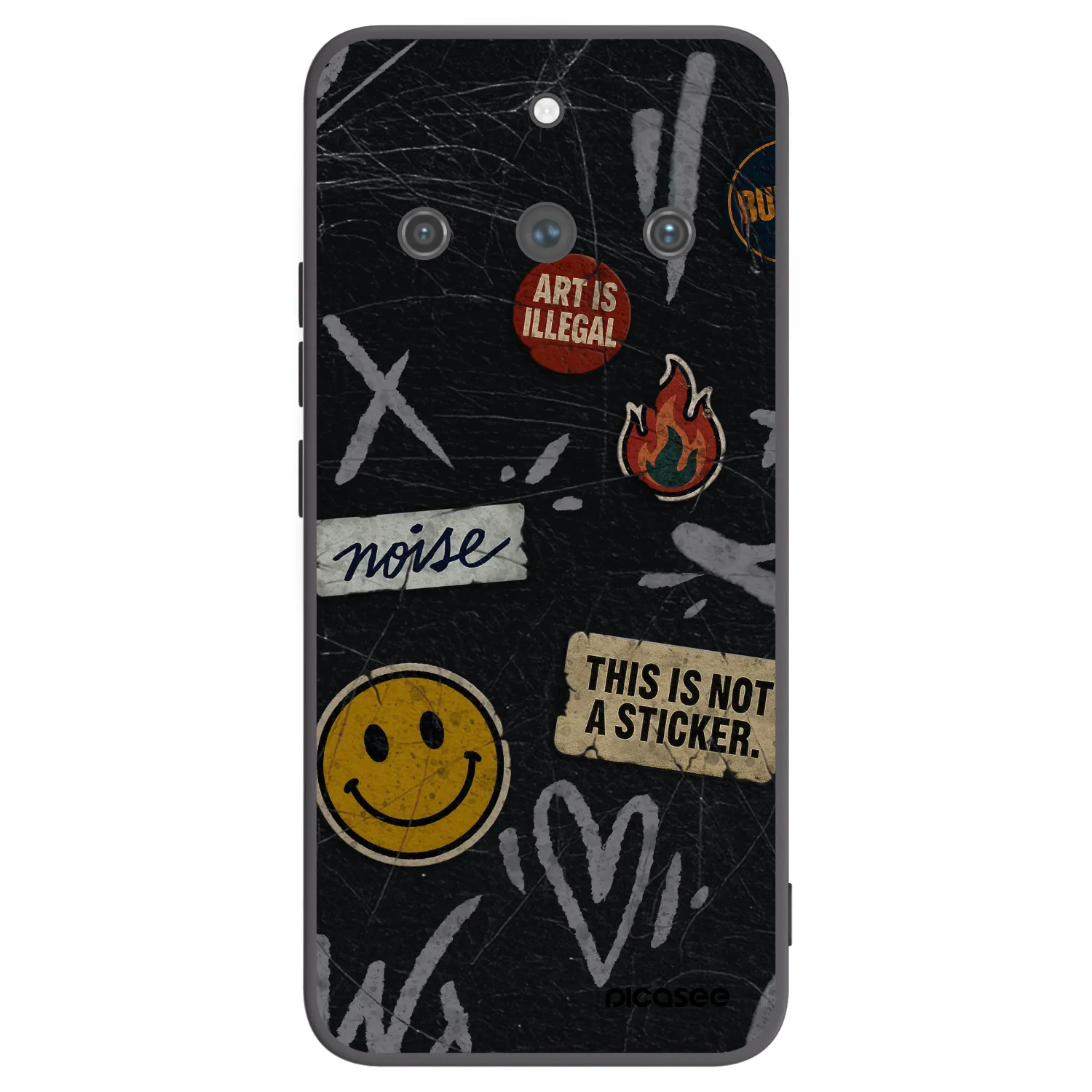 Picasee silikonowe czarne etui na Realme 11 Pro+ - STICKERS x TAGS