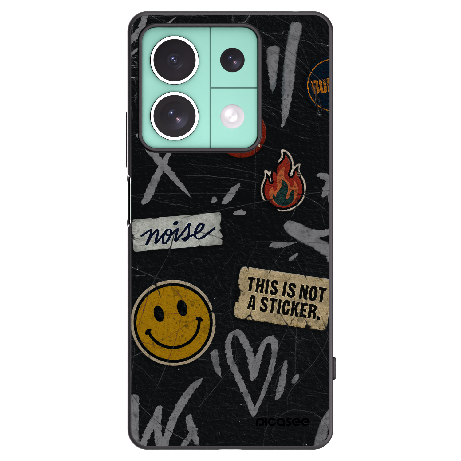 Picasee silikonowe czarne etui na Xiaomi Redmi Note 13 5G - STICKERS x TAGS