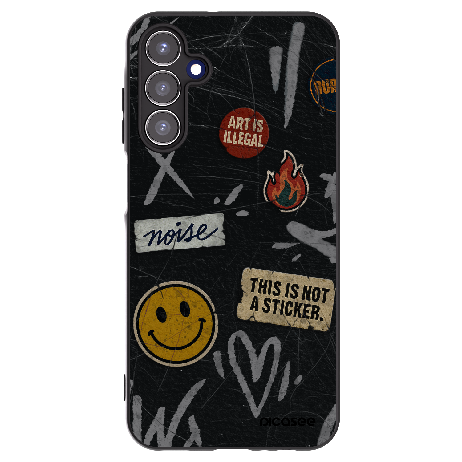 Picasee silikonowe czarne etui na Samsung Galaxy A15 A155F 4G - STICKERS x TAGS